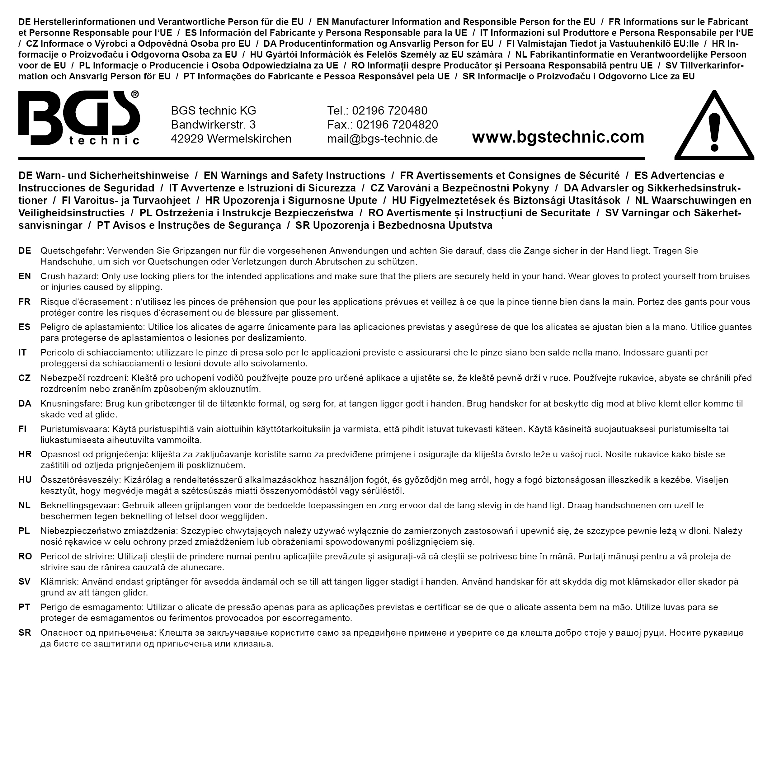 BGS Spezial-Gripzange | mit Schnelllöser | 225 mm