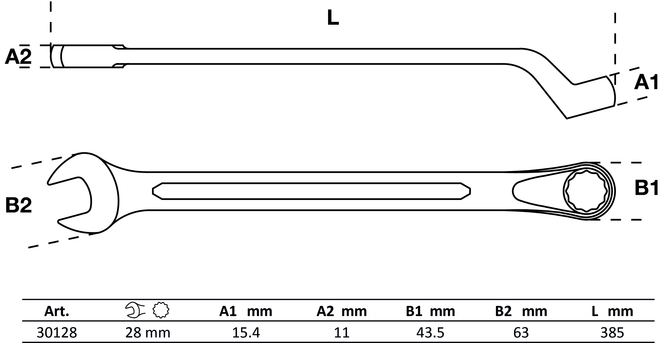 BGS Maul-Ringschlüssel, gekröpft | SW 28 mm