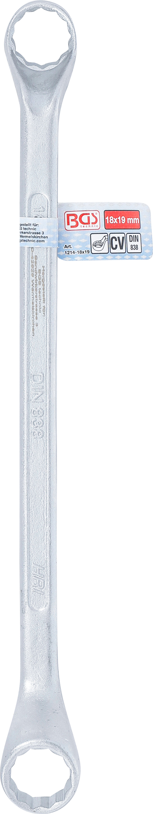 BGS Doppel-Ringschlüssel, gekröpft | SW 18 x 19 mm