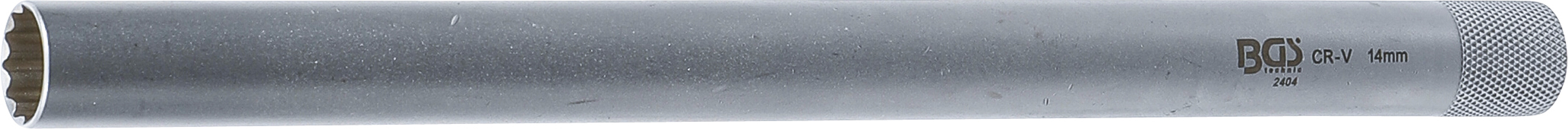 BGS Zündkerzen-Einsatz Zwölfkant, extra lang | Antrieb Innenvierkant 10 mm (3/8") | SW 14 mm