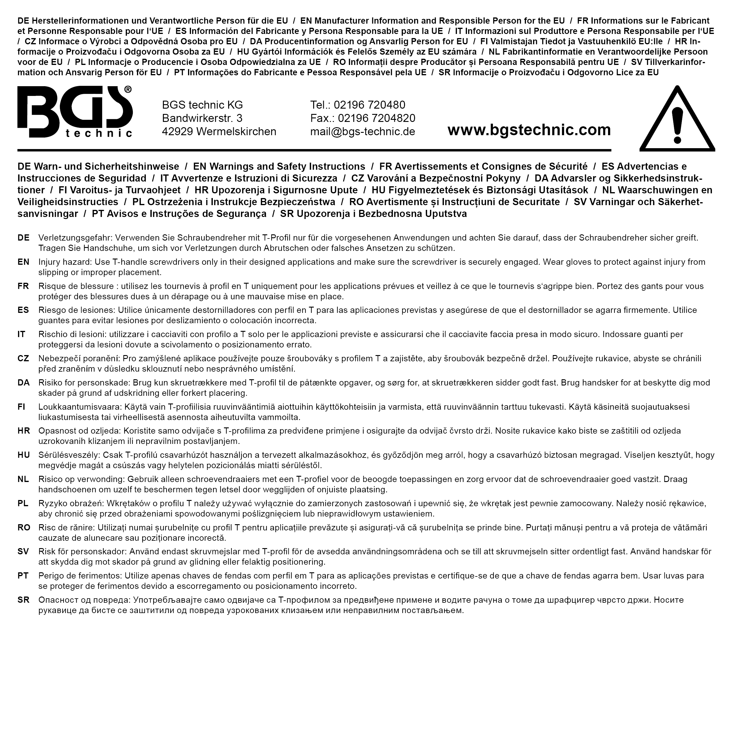 BGS Schraubendreher | T-Profil (für Torx) mit Bohrung T27 | Klingenlänge 100 mm