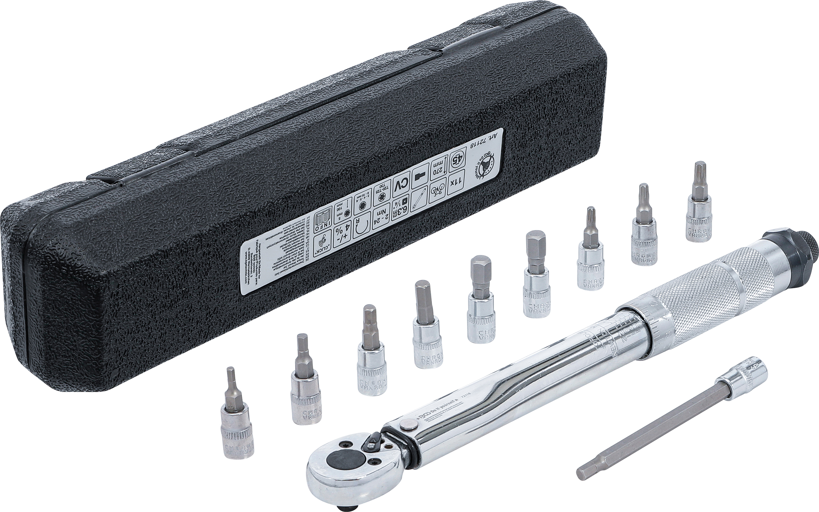 BGS Drehmomentschlüssel-Satz | Abtrieb Außenvierkant 6,3 mm (1/4") | 2 - 24 Nm | 11-tlg.