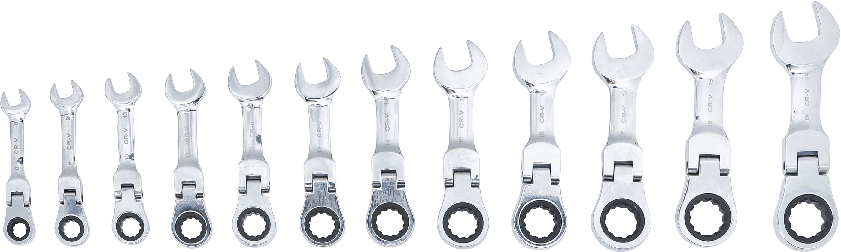 BGS Ratschenring-Maulschlüssel-Satz | extra kurz | SW 8 - 19 mm | 12-tlg.