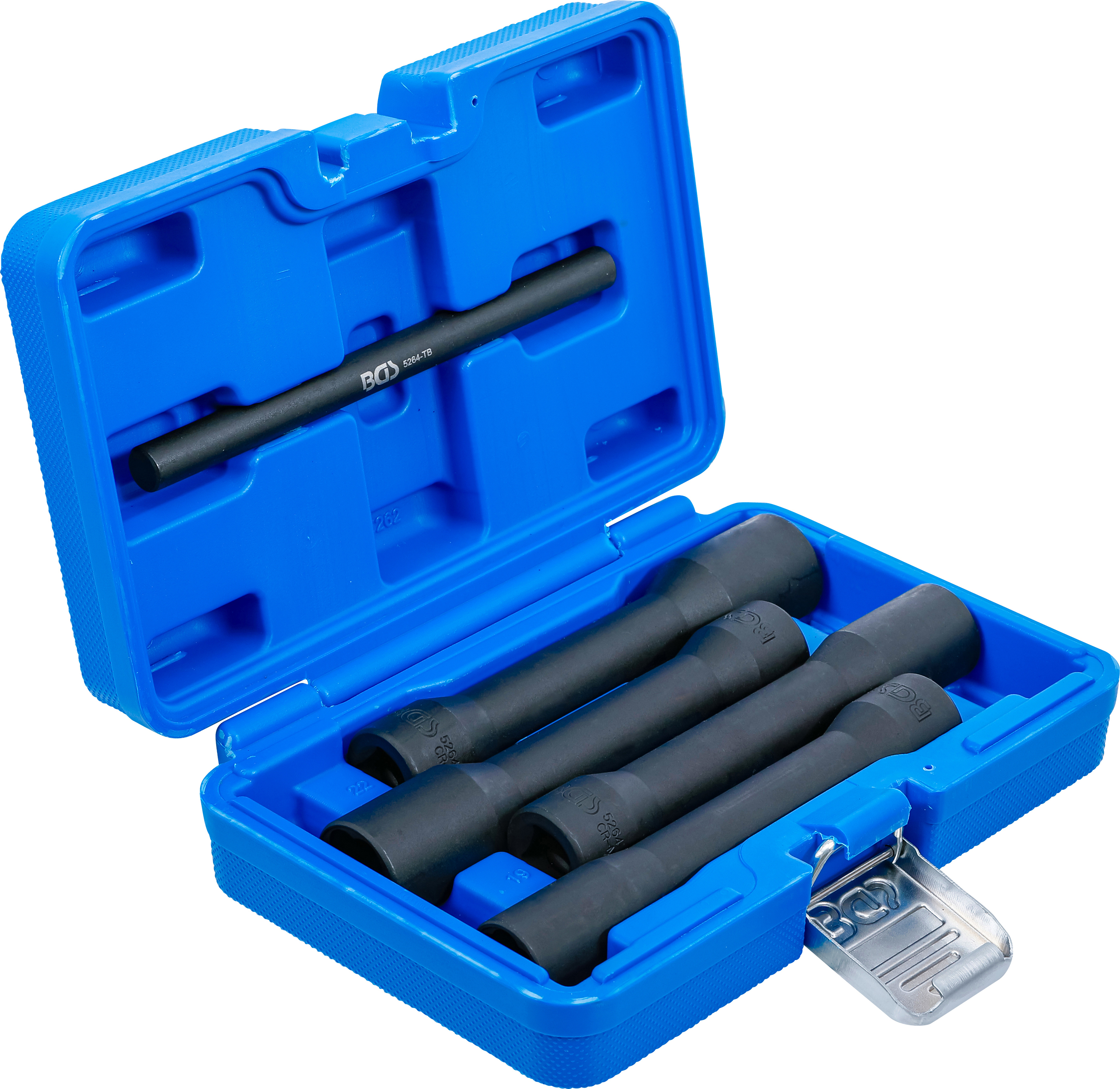 BGS Spiral-Profil-Steckschlüssel-Satz / Schraubenausdreher, tief | Antrieb Innenvierkant 12,5 mm (1/2") | SW 17 - 22 mm | 5-tlg.