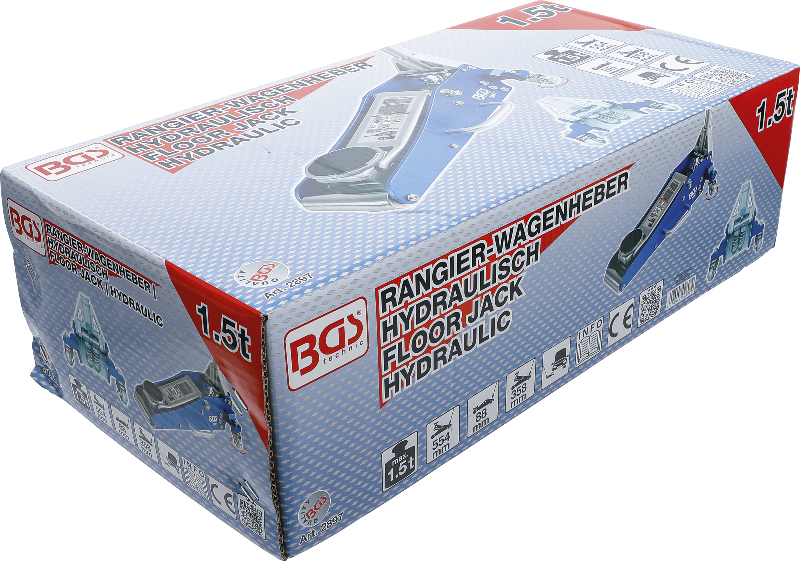 BGS Rangier-Wagenheber | hydraulisch | Aluminium-Stahl-Konstruktion | 1,5 t