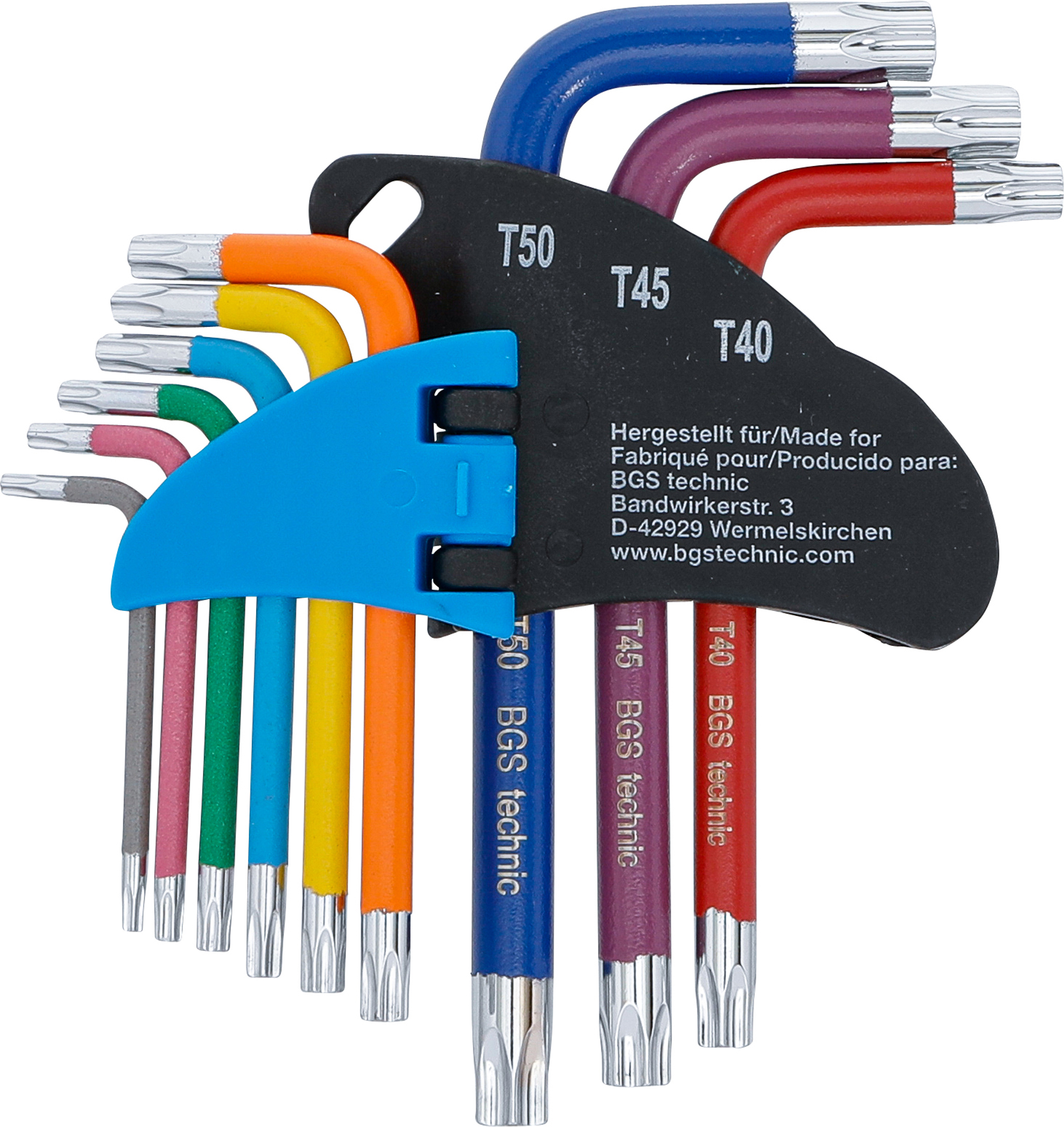 BGS Winkelschlüssel-Satz | Multicolour | kurz | T-Profil (für Torx) T10 - T50 | 9-tlg.