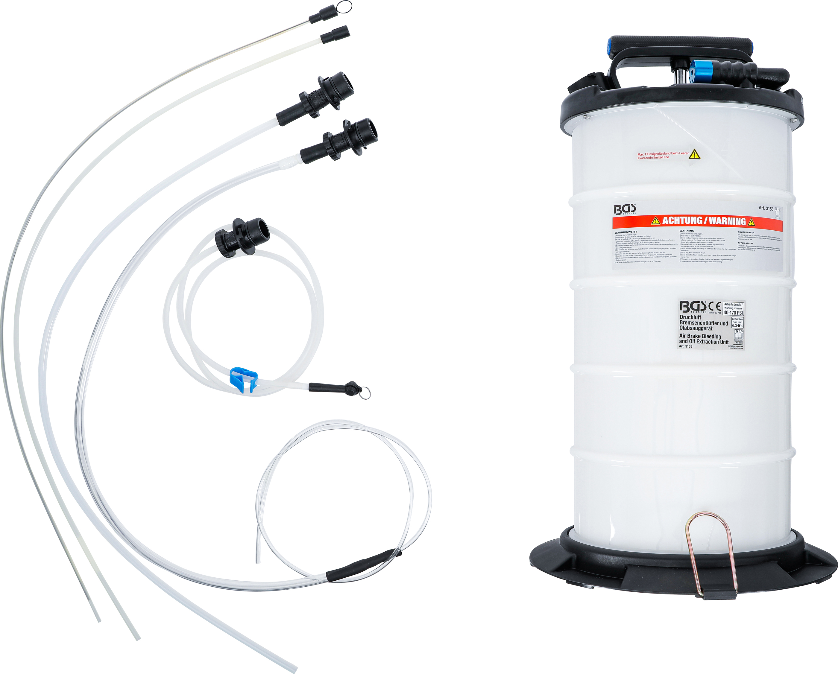 BGS Druckluft-Bremsenentlüfter und Ölabsauggerät - pneumatisch und manuell