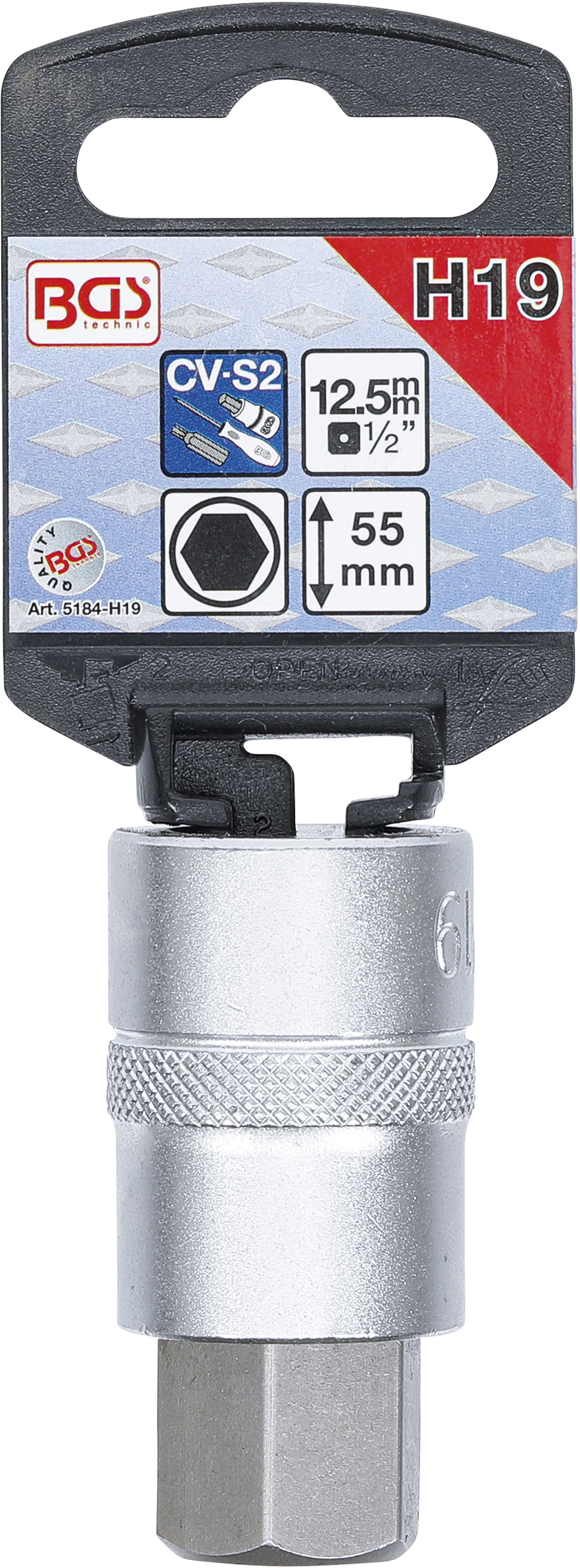 BGS Bit-Einsatz | Antrieb Innenvierkant 12,5 mm (1/2") | Innensechskant 19 mm