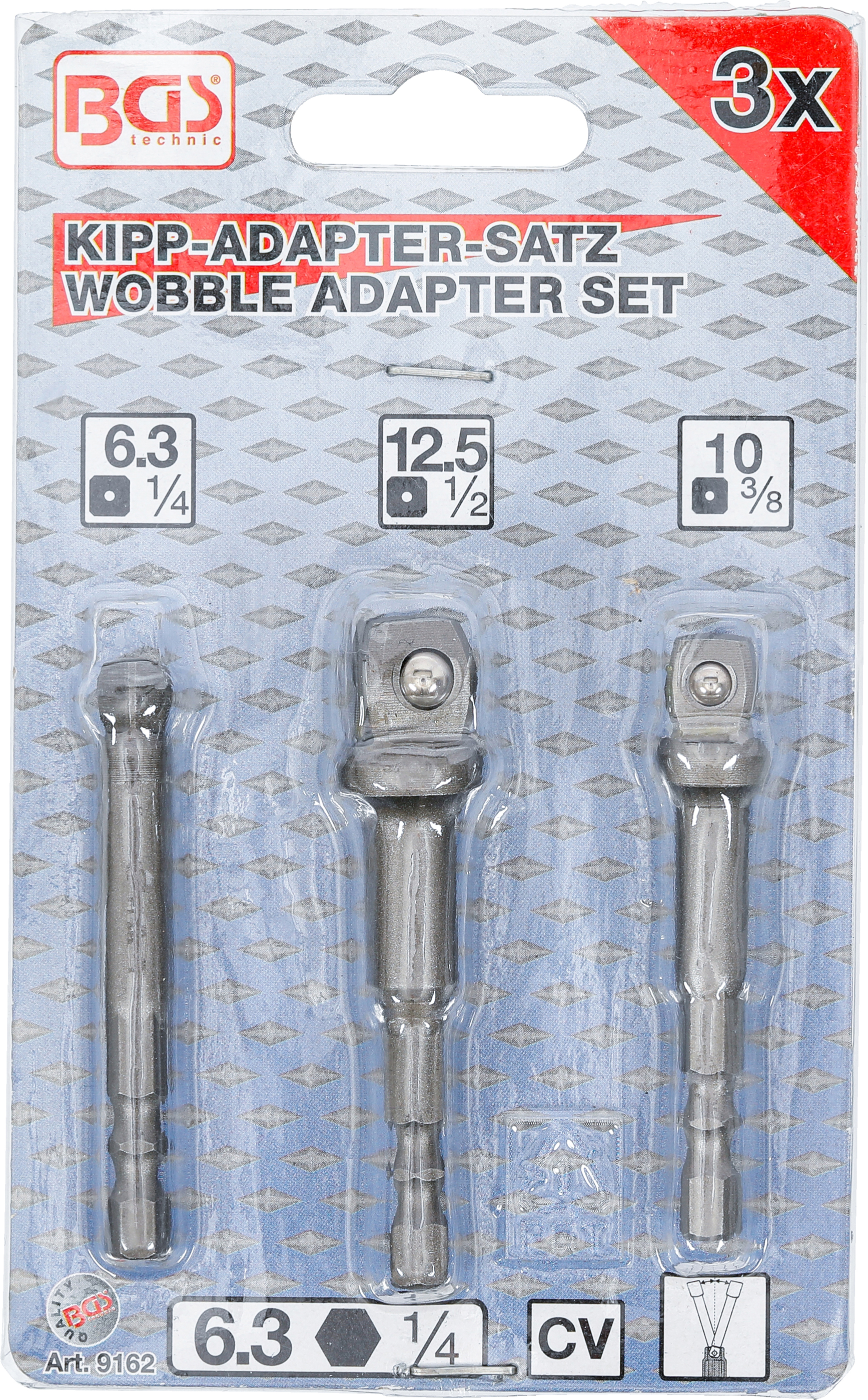 BGS Bohrmaschinen-Kippadapter-Satz | Antrieb Außensechskant 6,3 mm (1/4") | 3-tlg.