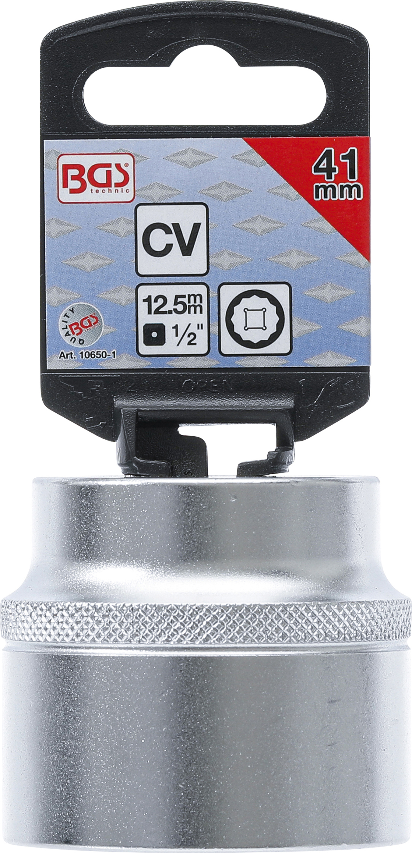 BGS Steckschlüssel-Einsatz Zwölfkant | Antrieb Innenvierkant 12,5 mm (1/2") | SW 41 mm