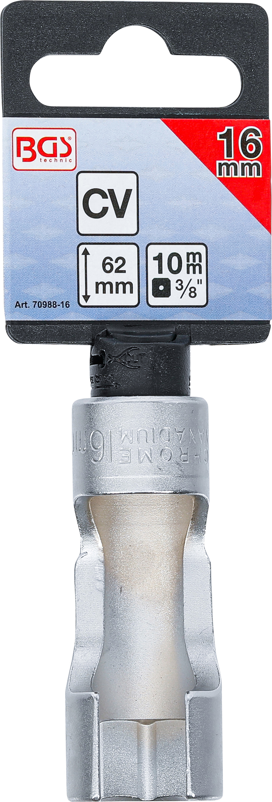 BGS Spezial-Steckschlüssel-Einsatz, geschlitzt | Antrieb Innenvierkant 10 mm (3/8") | SW 16 mm