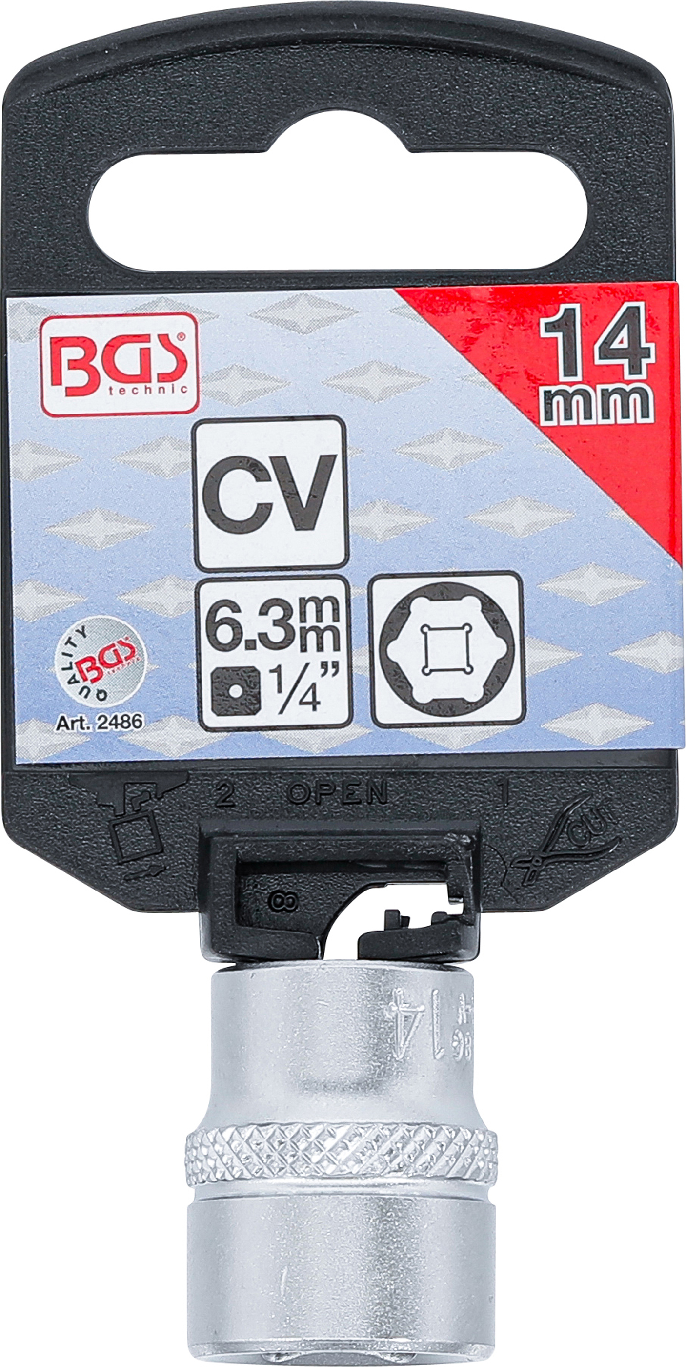 BGS Steckschlüssel-Einsatz Sechskant | Antrieb Innenvierkant 6,3 mm (1/4") | SW 14 mm