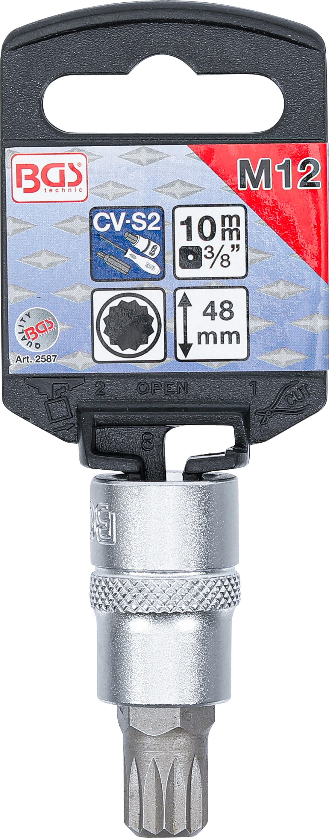 BGS Bit-Einsatz | Antrieb Innenvierkant 10 mm (3/8") | Innenvielzahn (für XZN) M12