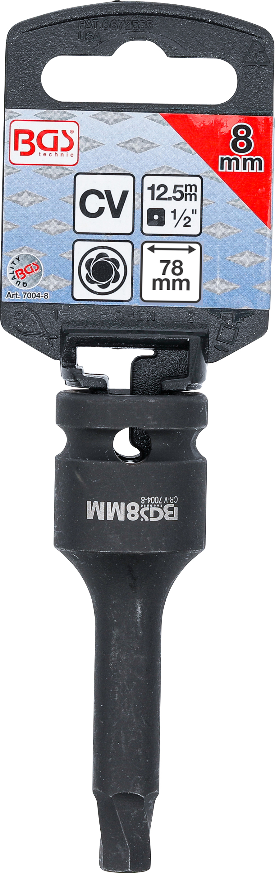 BGS Schraubenausdreher | Antrieb Innenvierkant 12,5 mm (1/2") | für defekten Innensechskant 8 mm