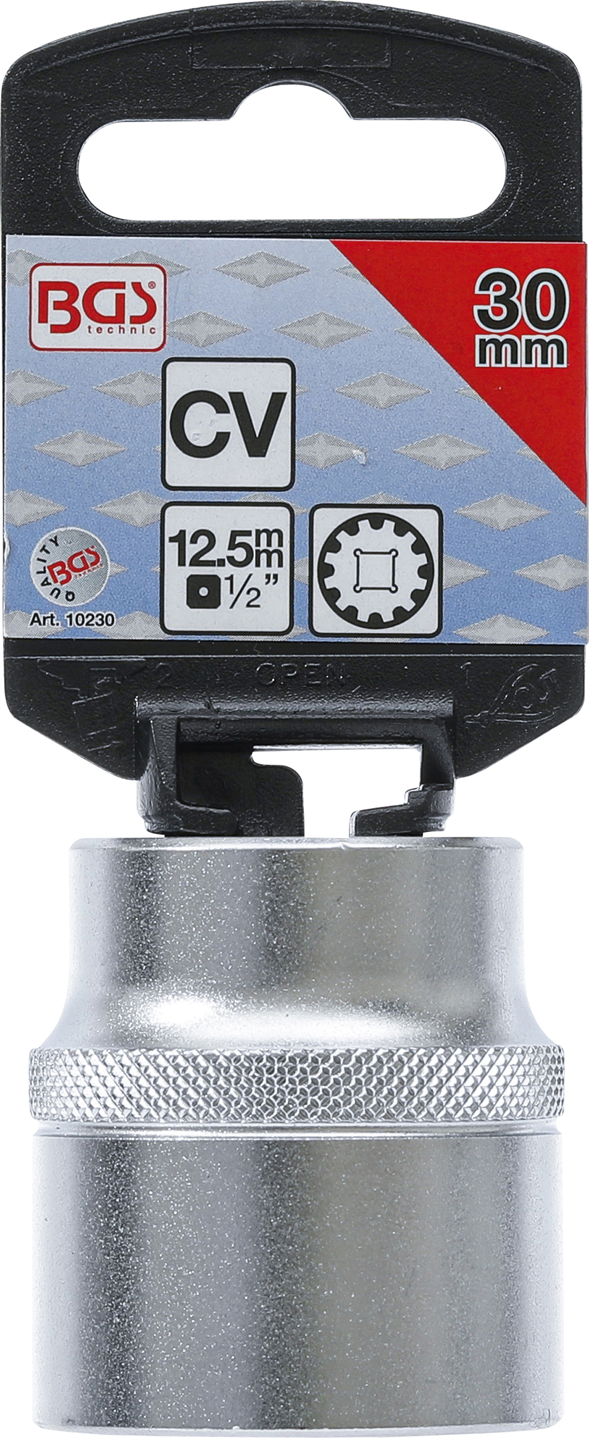 BGS Steckschlüssel-Einsatz Gear Lock | Antrieb Innenvierkant 12,5 mm (1/2") | SW 30 mm