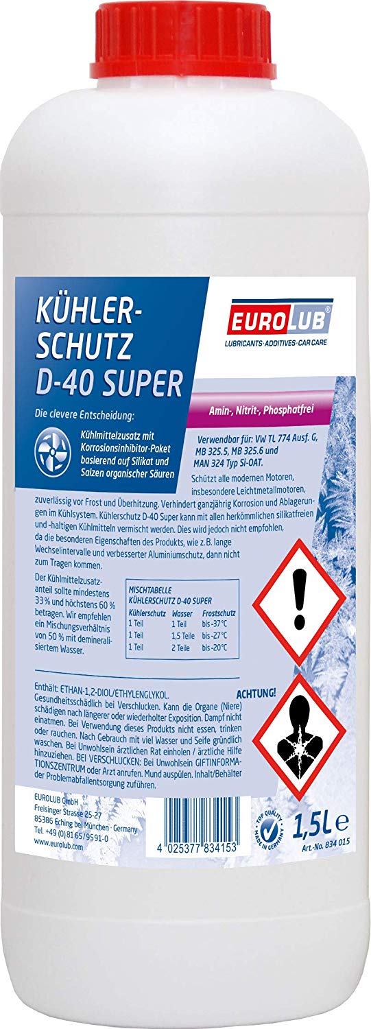Eurolub Kühlerfrostschutz D-40 Super Konzentrat 1,5 Liter