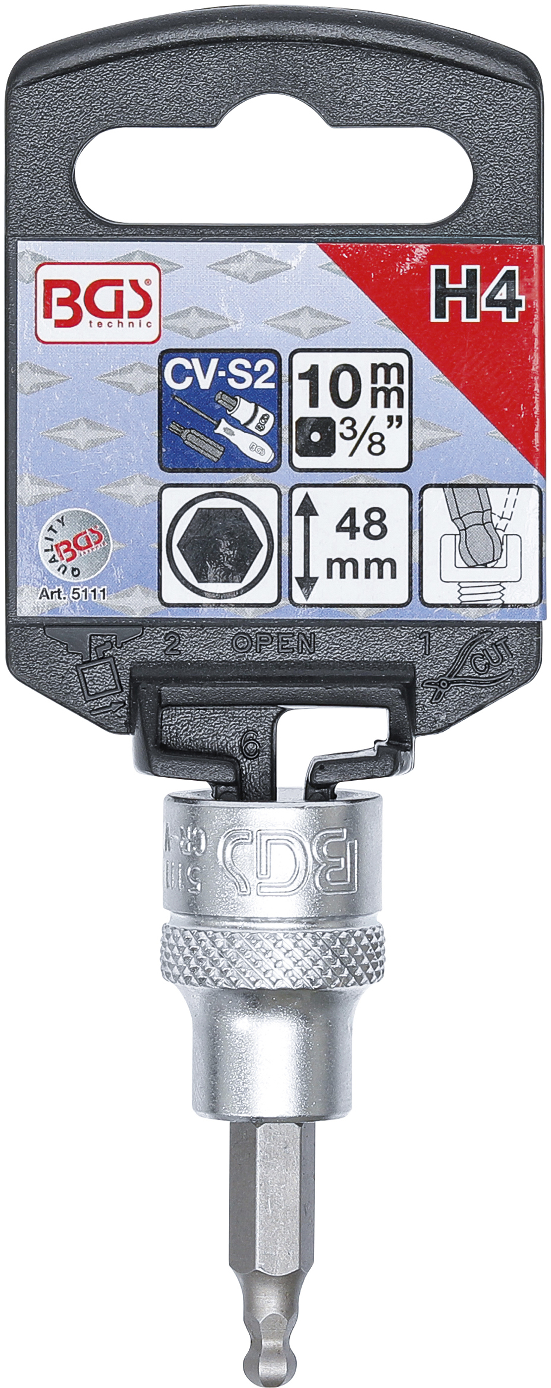 BGS Bit-Einsatz | Antrieb Innenvierkant 10 mm (3/8") | Innensechskant mit Kugelkopf 4 mm