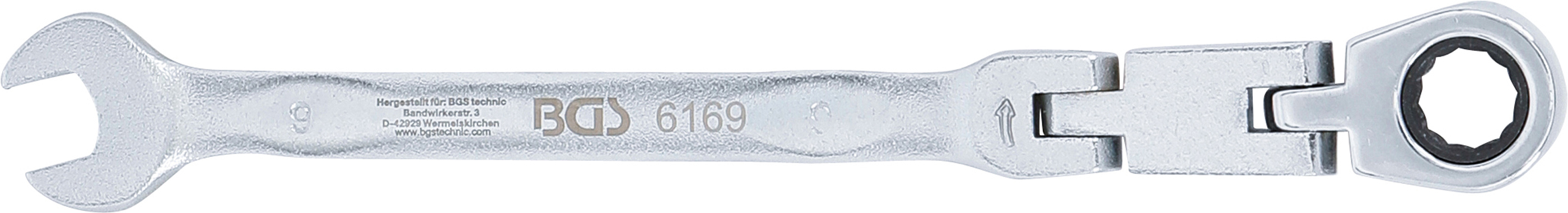 BGS Doppelgelenk-Ratschenring-Maulschlüssel | abwinkelbar | SW 9 mm