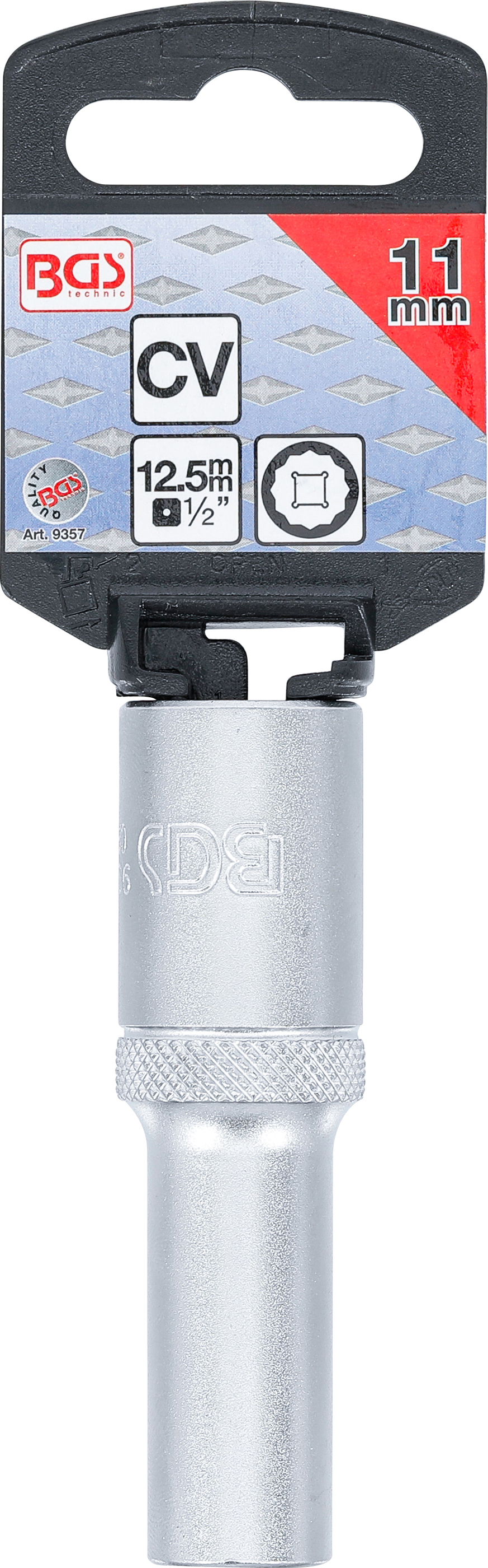 BGS Steckschlüssel-Einsatz Zwölfkant, tief | Antrieb Innenvierkant 12,5 mm (1/2") | SW 11 mm