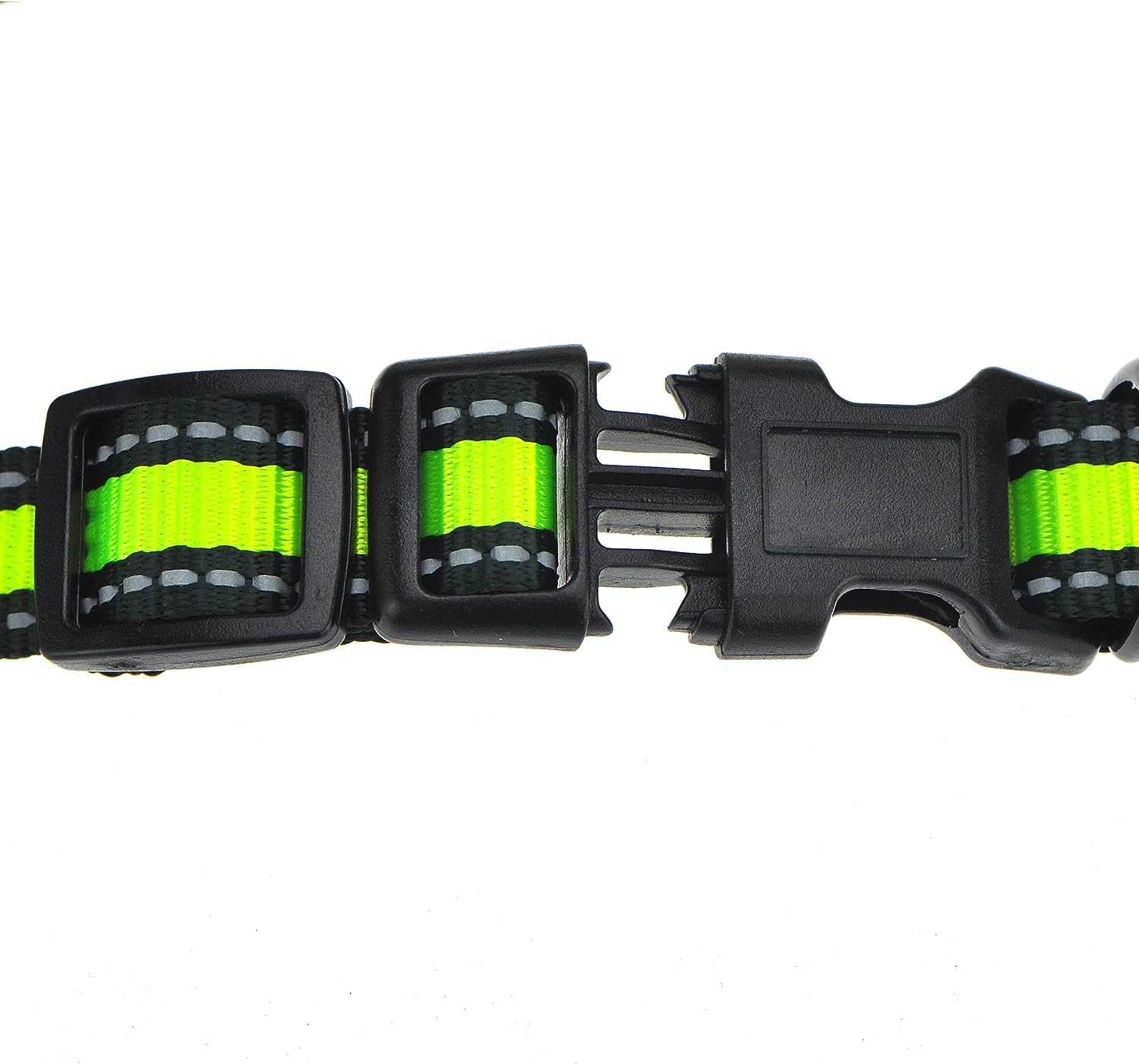Mile High Life Nacht reflektierende 2 Streifen 3 Colorways Nylon Hundehalsband (neongrün/schwarz, Super Kleiner Hals 22cm-35cm - 9KG)