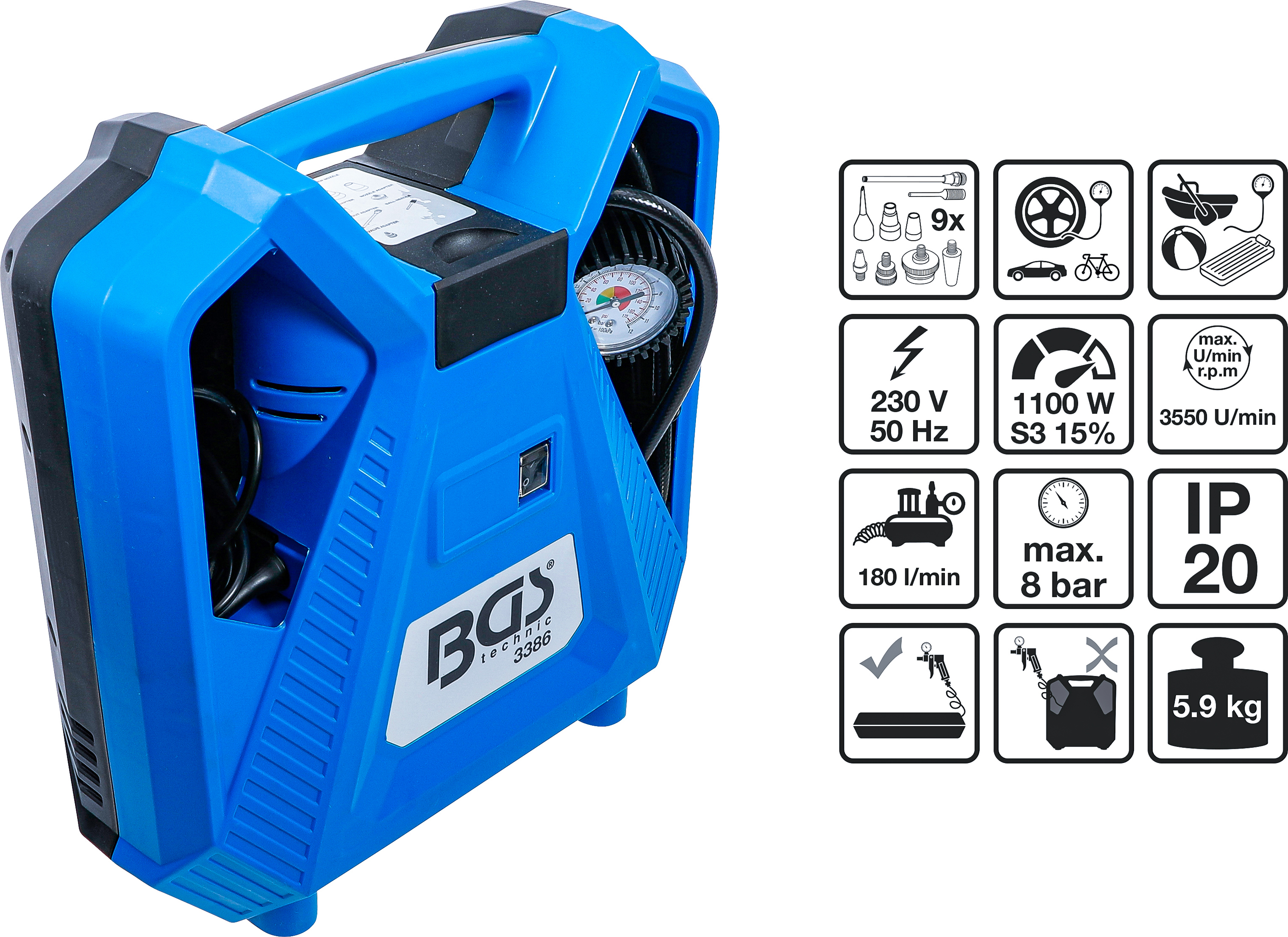 BGS Mobiler Druckluft Kompressor