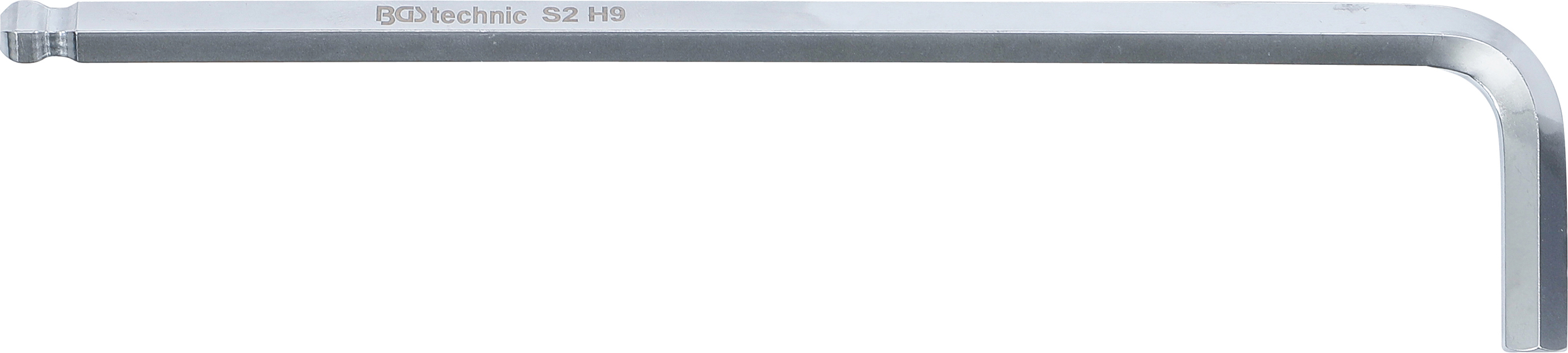 BGS Winkelschlüssel | extra lang | Innensechskant / Innensechskant mit Kugelkopf 9 mm