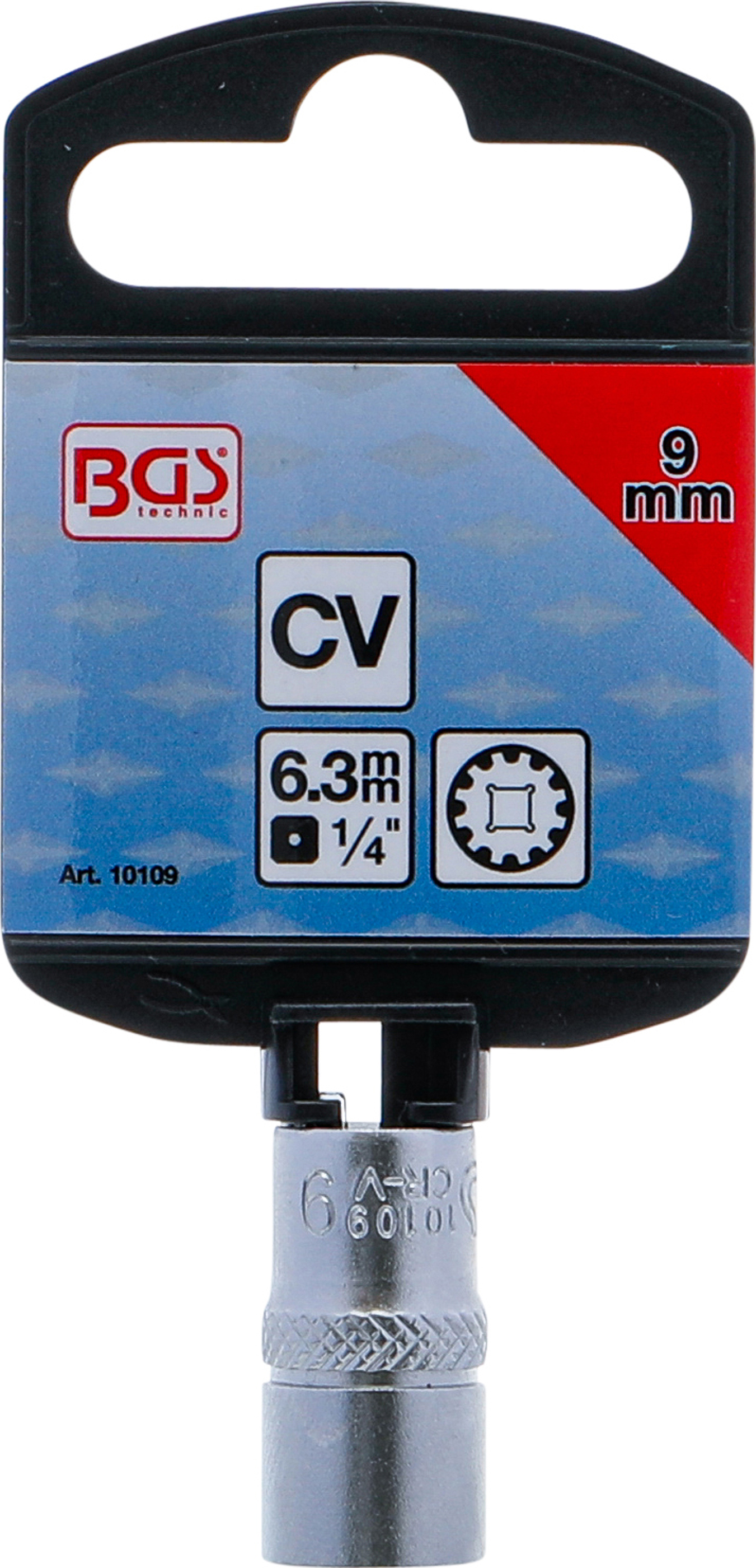 BGS Steckschlüssel-Einsatz Gear Lock | Antrieb Innenvierkant 6,3 mm (1/4") | SW 9 mm