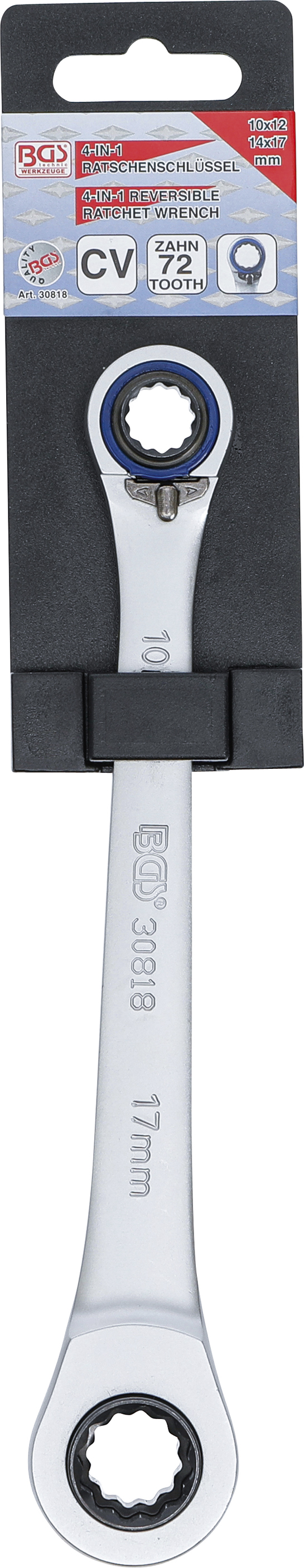 BGS Ratschen-Ringschlüssel "4 in 1" | SW 10 x 12, 14 x 17 mm