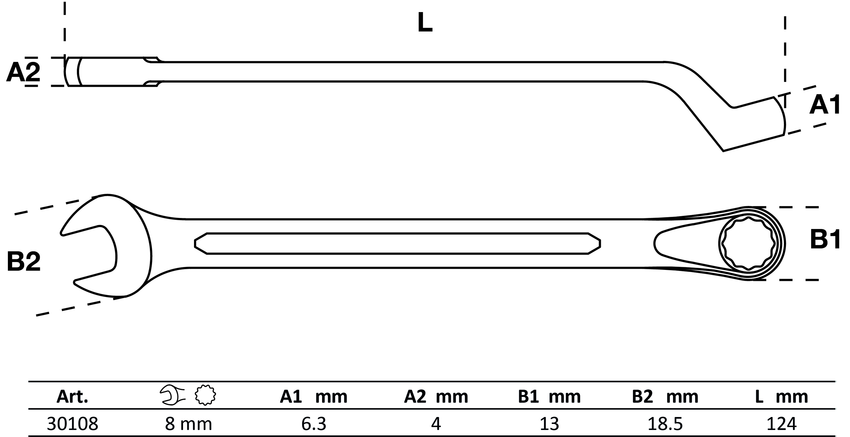 BGS Maul-Ringschlüssel, gekröpft | SW 8 mm
