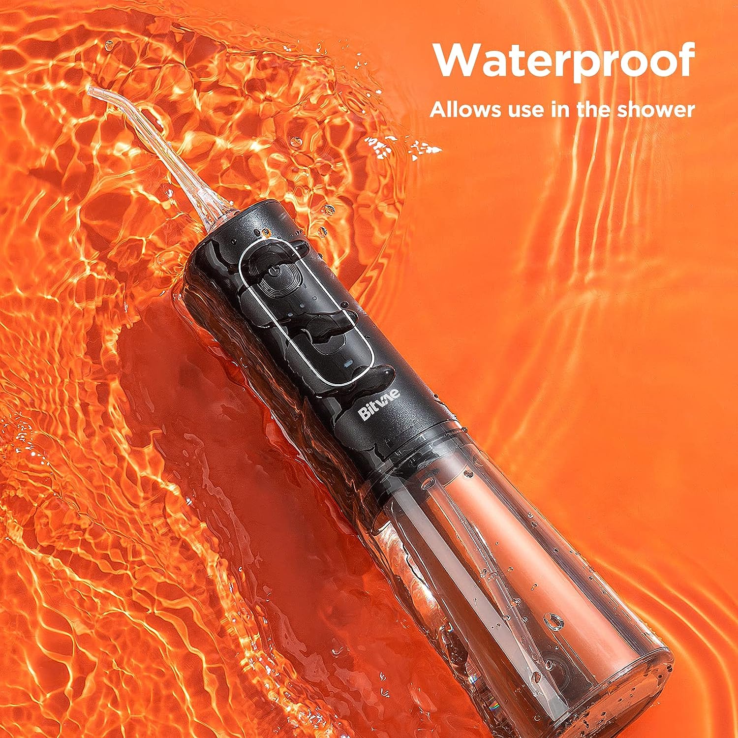 Munddusche Kabellos 3 Reinigungsmodi 6 Jet-Tipps - Bitvae Munddusche Wasserdicht Einsatz in Dusche, Eine Ladung 40 Tage Nutzung Zahnzwischenraumreinig