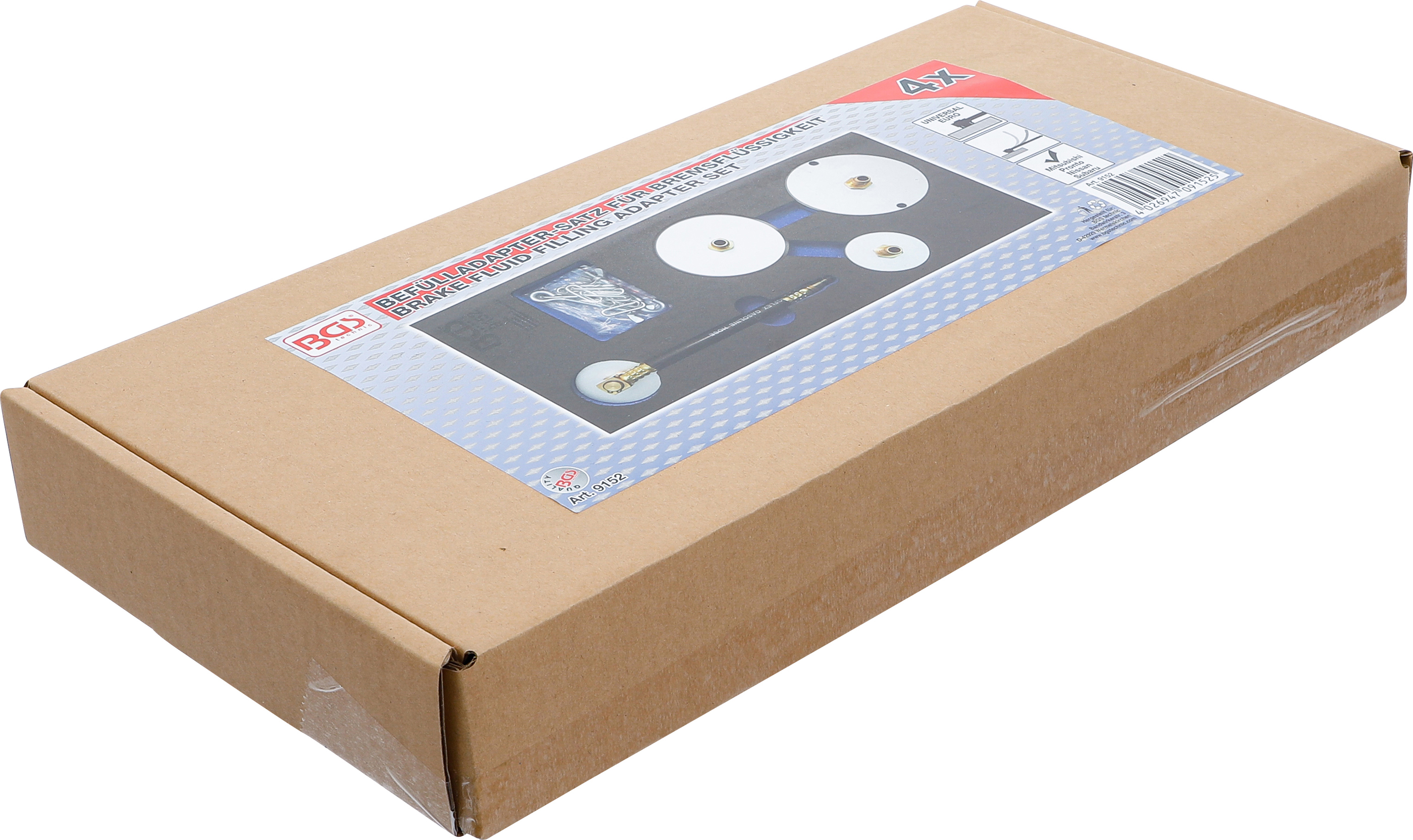 BGS Werkstattwageneinlage 1/3: Adapter-Satz für Druckluft-Bremsenentlüfter | 4-tlg.