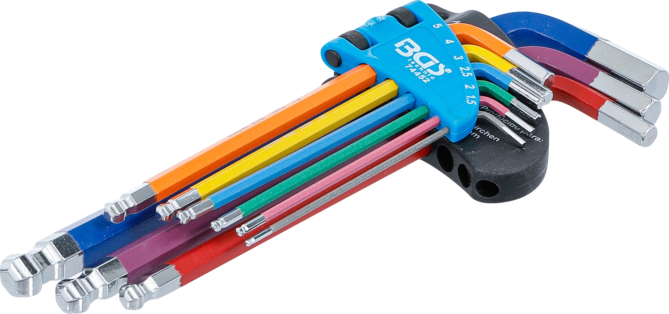 BGS Winkelschlüssel-Satz | Multicolour | Innensechskant, Innensechskant mit Kugelkopf 1,5 - 10 mm | 9-tlg.