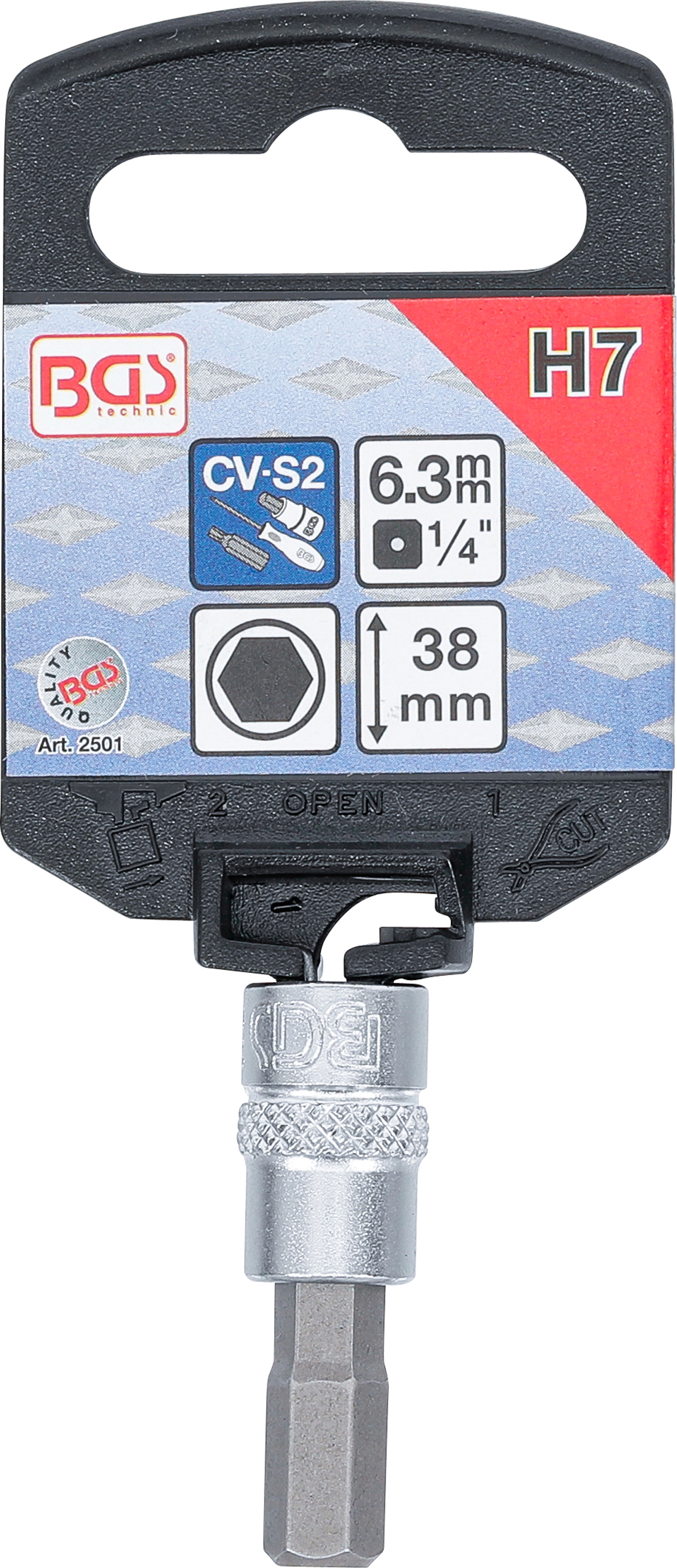 BGS Bit-Einsatz | Antrieb Innenvierkant 6,3 mm (1/4") | Innensechskant 7 mm