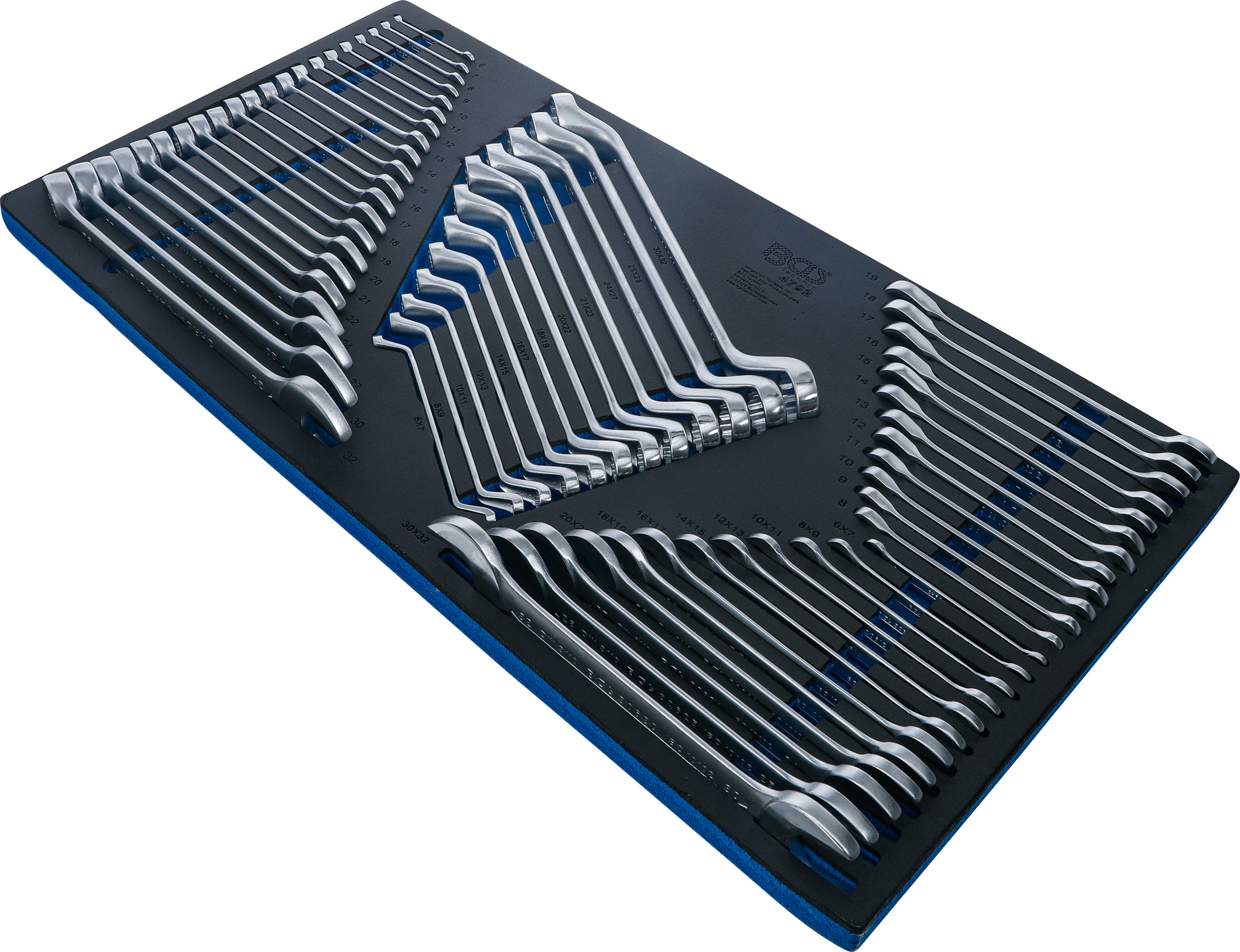 BGS Werkstattwageneinlage XL: Maul-Ringschlüssel / Doppel-Ringschlüssel / Doppel-Maul- und Ratschenring-Maulschlüssel-Satz | 57-tlg.