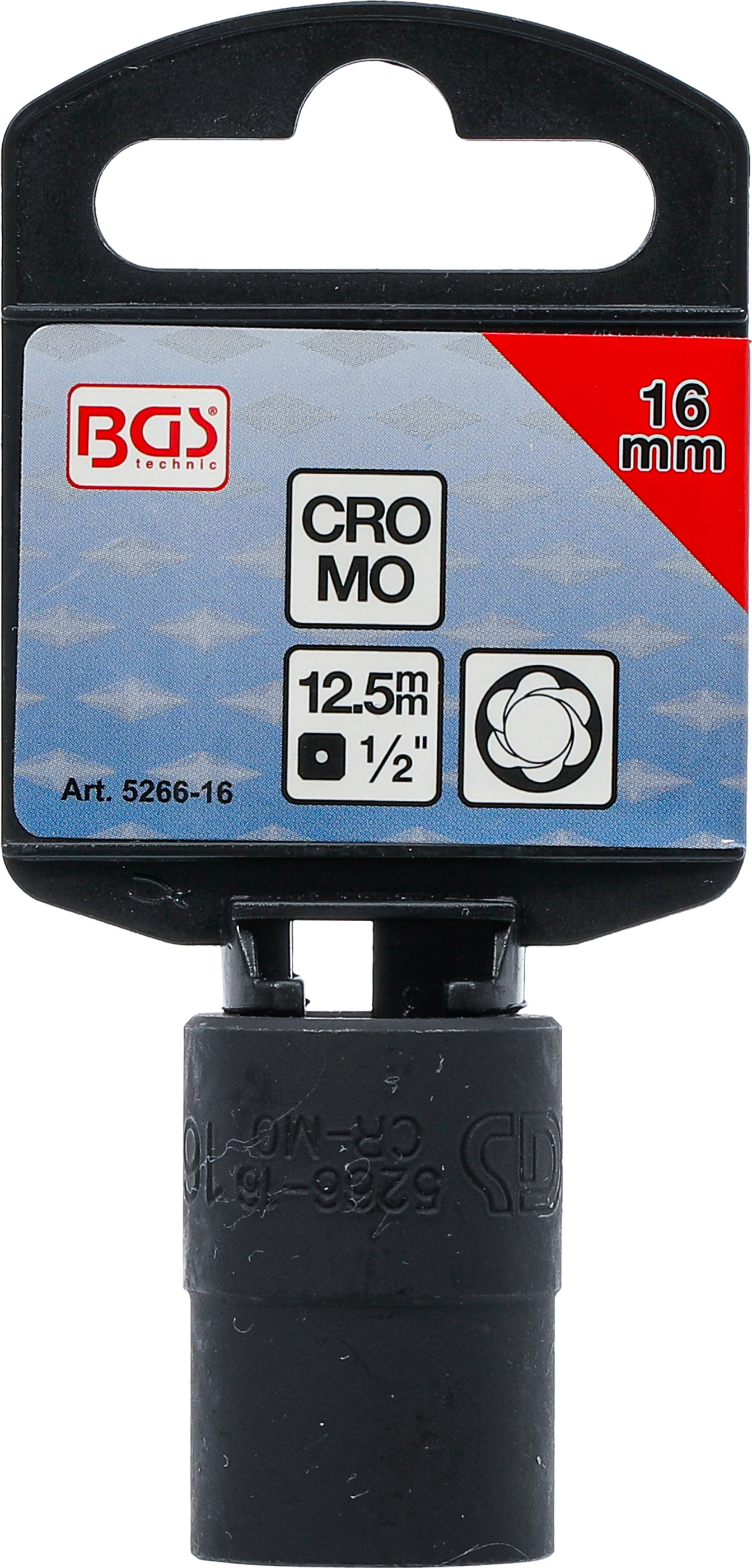 BGS Spiral-Profil-Steckschlüssel-Einsatz / Schraubenausdreher | Antrieb Innenvierkant 12,5 mm (1/2") | SW 16 mm