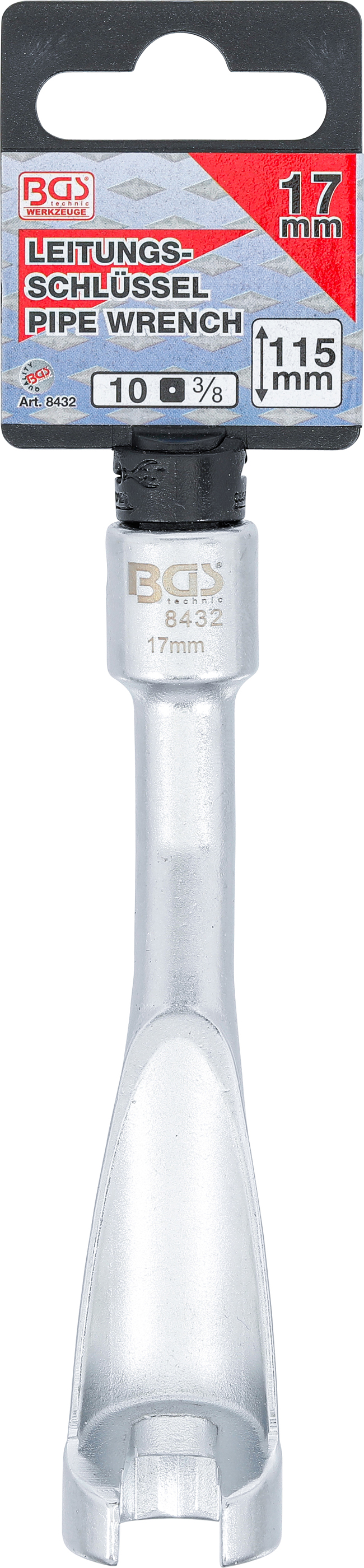 BGS Spezial-Schlüssel für Einspritzleitungen | für BMW, Opel 2.5TD, Mercedes-Benz | Antrieb 10 mm (3/8") | SW 17 mm