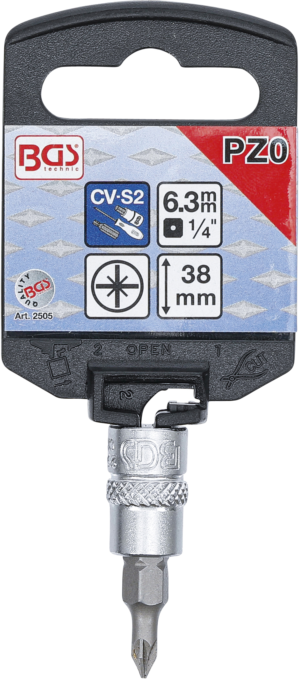 BGS Bit-Einsatz | Antrieb Innenvierkant 6,3 mm (1/4") | Kreuzschlitz PZ0