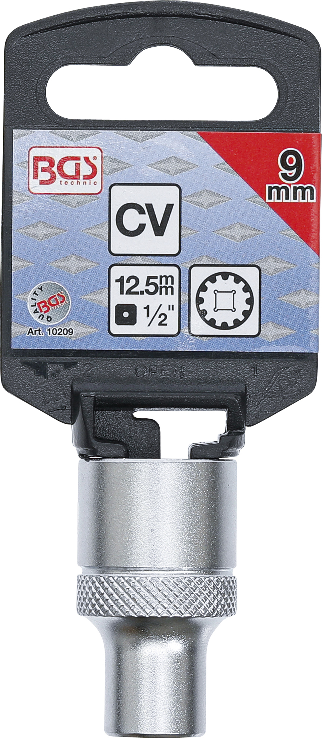 BGS Steckschlüssel-Einsatz Gear Lock | Antrieb Innenvierkant 12,5 mm (1/2") | SW 9 mm