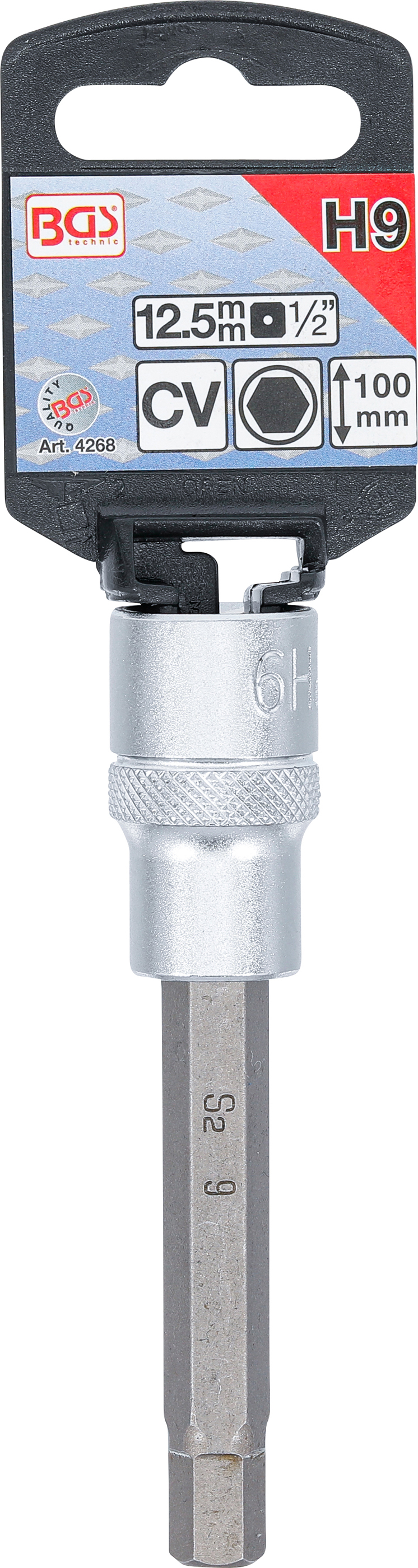 BGS Bit-Einsatz | Länge 100 mm | Antrieb Innenvierkant 12,5 mm (1/2") | Innensechskant 9 mm