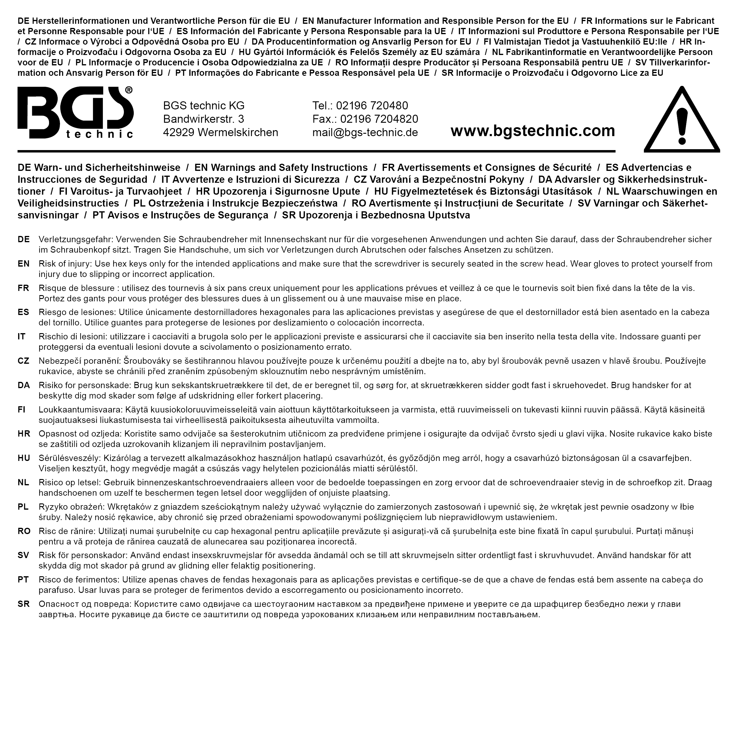 BGS Schraubendreher | Innensechskant 4 mm | Klingenlänge 100 mm