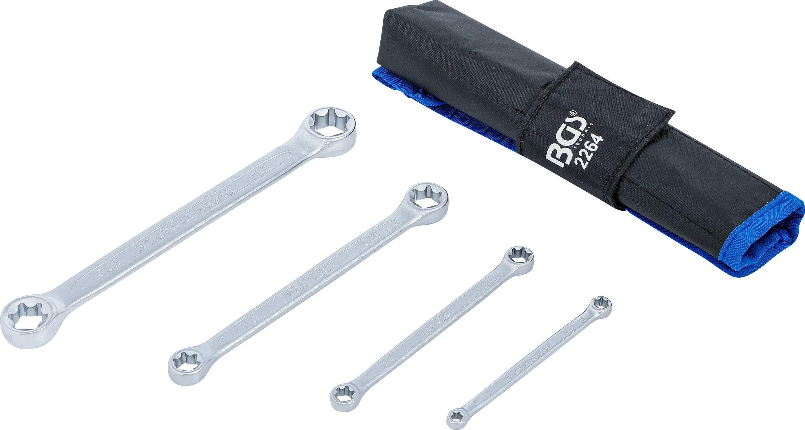 BGS Doppel-Ringschlüssel-Satz mit E-Profil-Ringköpfen | SW E6 x E8 - E20 x E24 | 4-tlg.