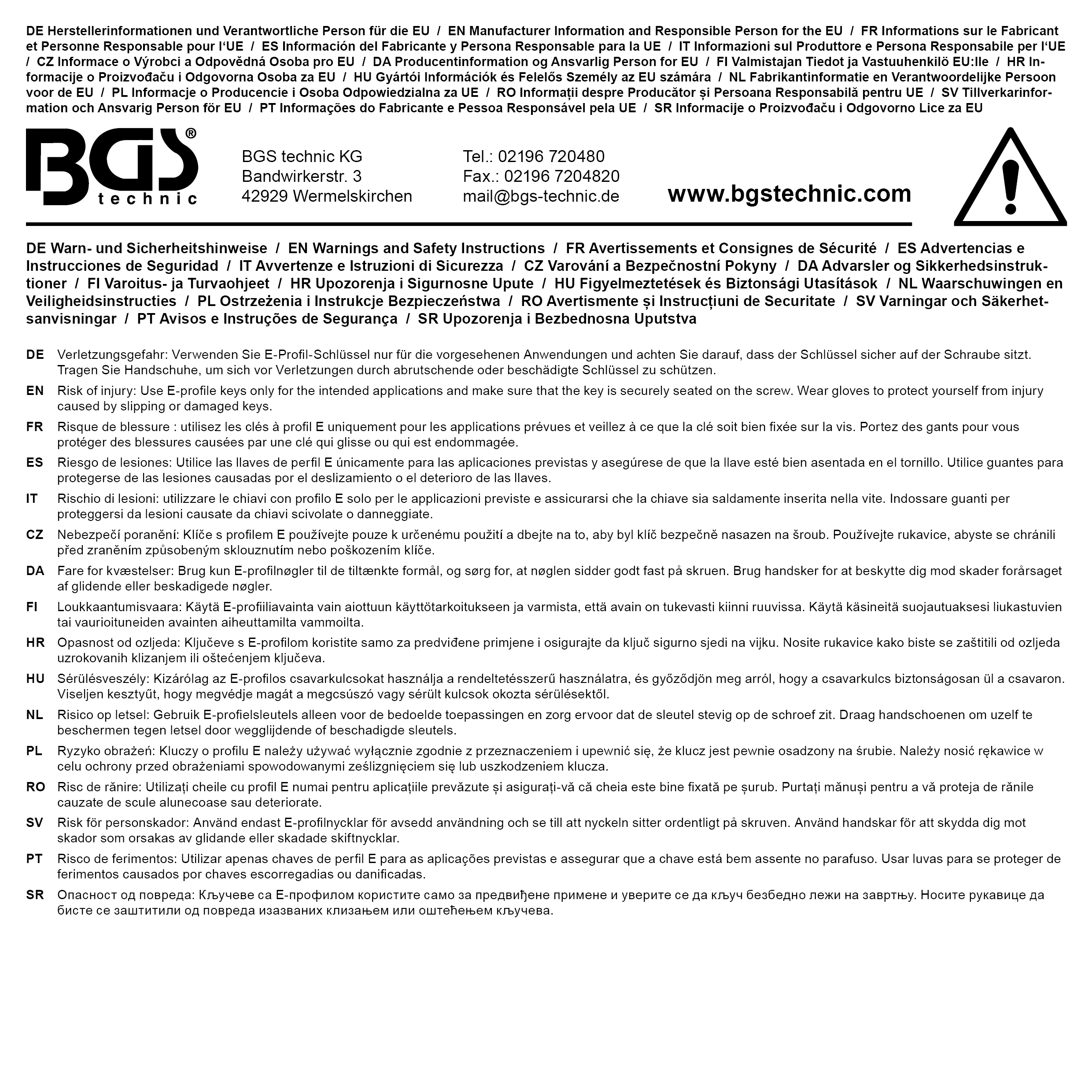 BGS Doppel-Ringschlüssel mit E-Profil-Ringköpfen | gekröpft | SW E20 x E24