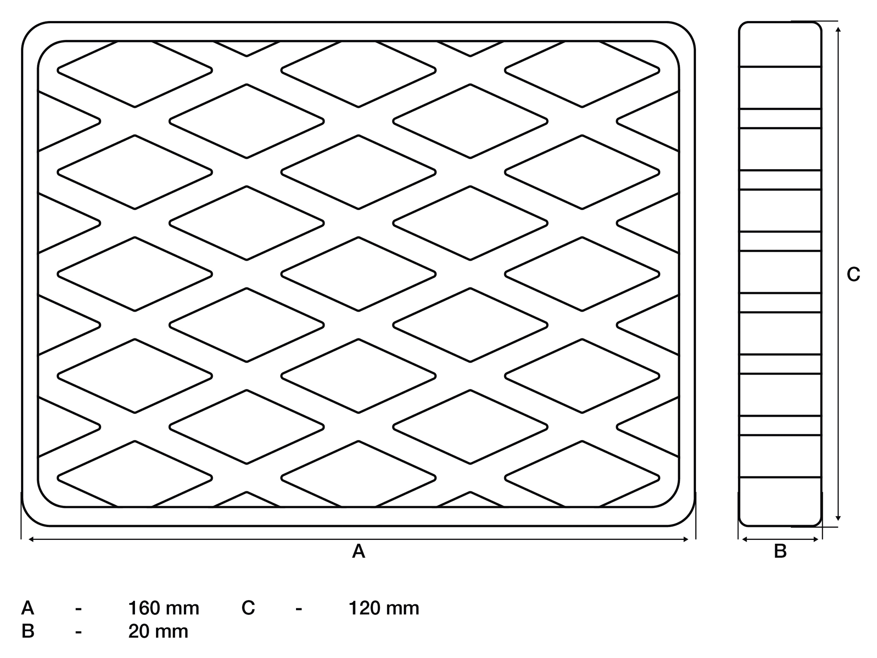 BGS Gummiauflage | für Hebebühnen | 160 x 120 x 20 mm