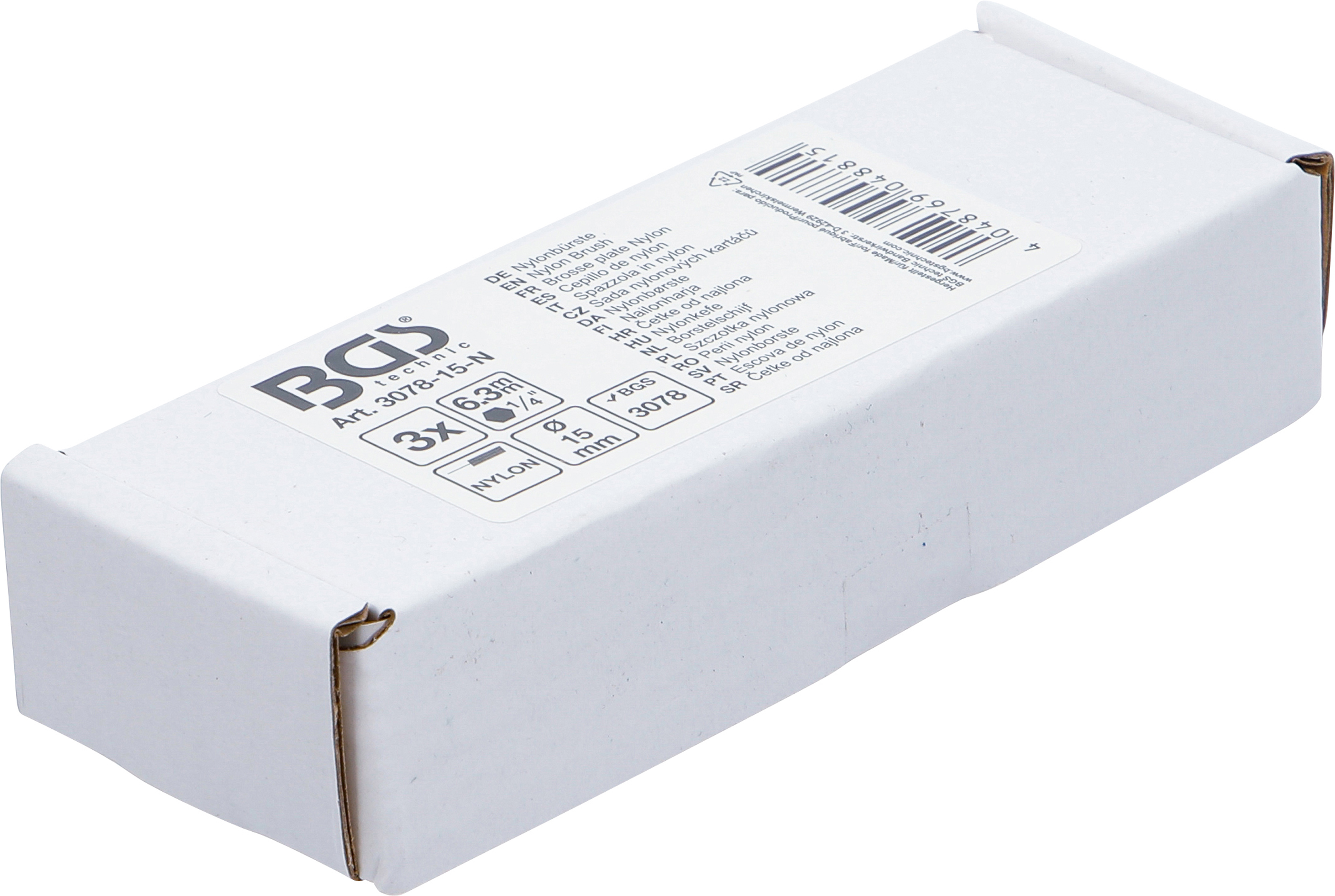 BGS Nylonbürste | 15 mm | Antrieb Außensechskant 6,3 mm (1/4") | 3-tlg.