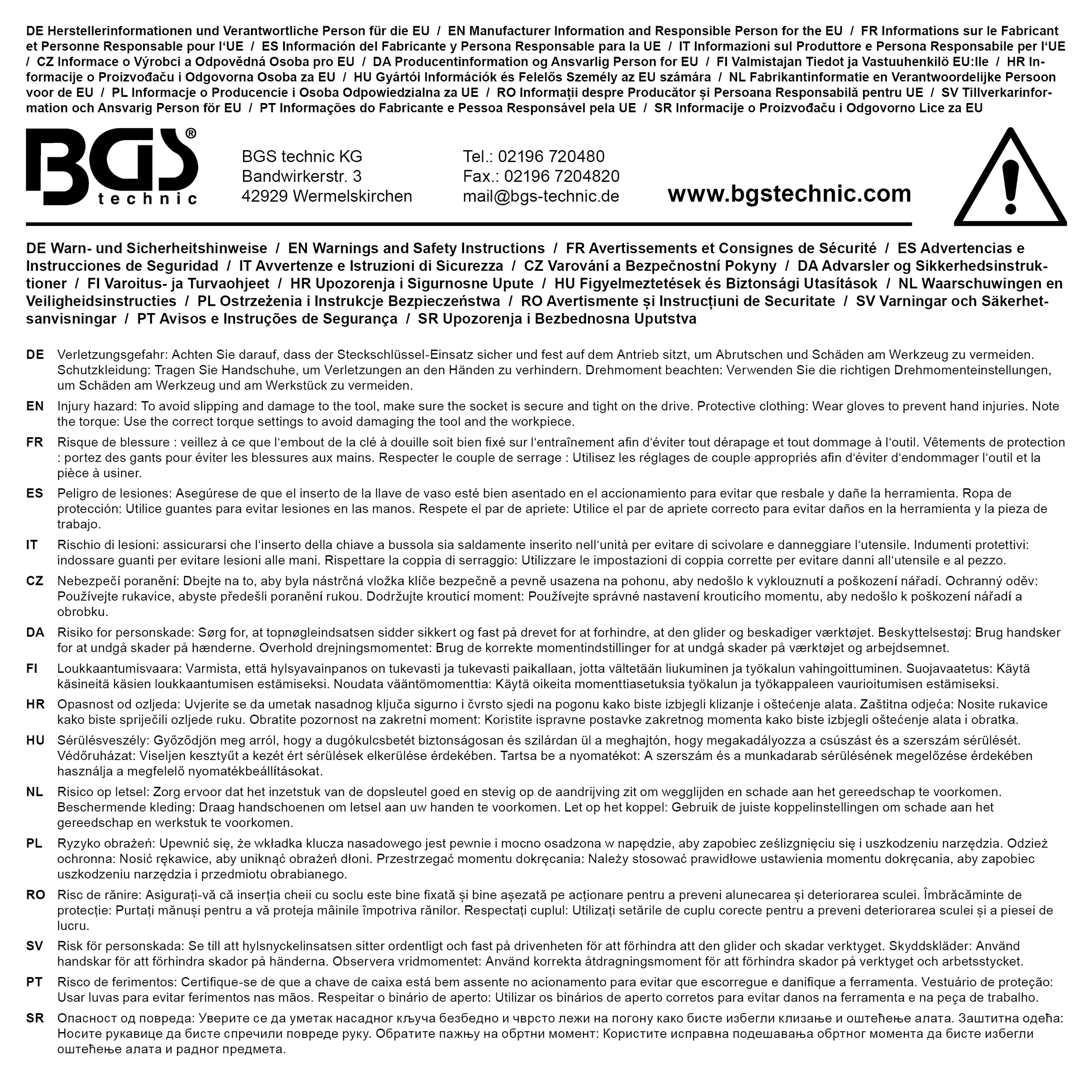 BGS Steckschlüssel-Einsatz Gear Lock | Antrieb Innenvierkant 6,3 mm (1/4") | SW 9 mm