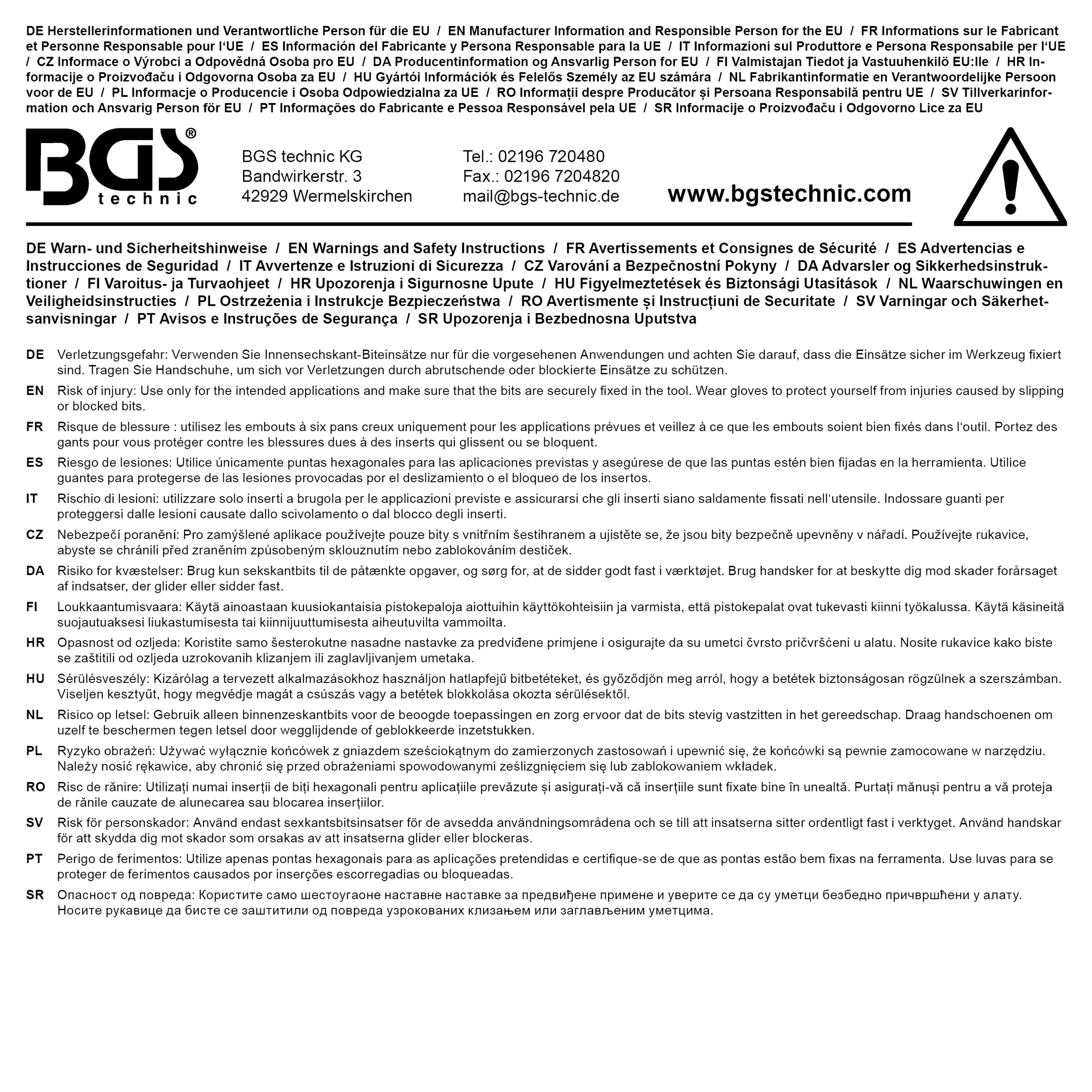 BGS Bit-Einsatz | Antrieb Innenvierkant 6,3 mm (1/4") | Innensechskant 6 mm