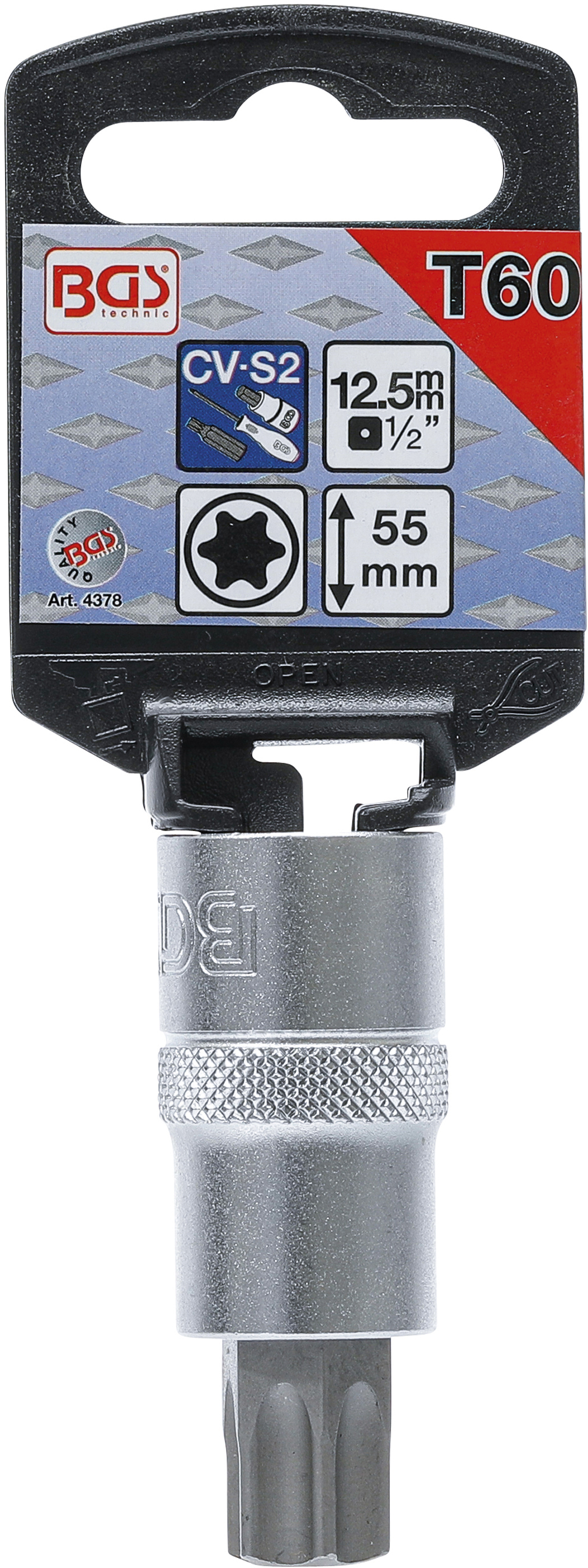 BGS Bit-Einsatz | Antrieb Innenvierkant 12,5 mm (1/2") | T-Profil (für Torx) T60