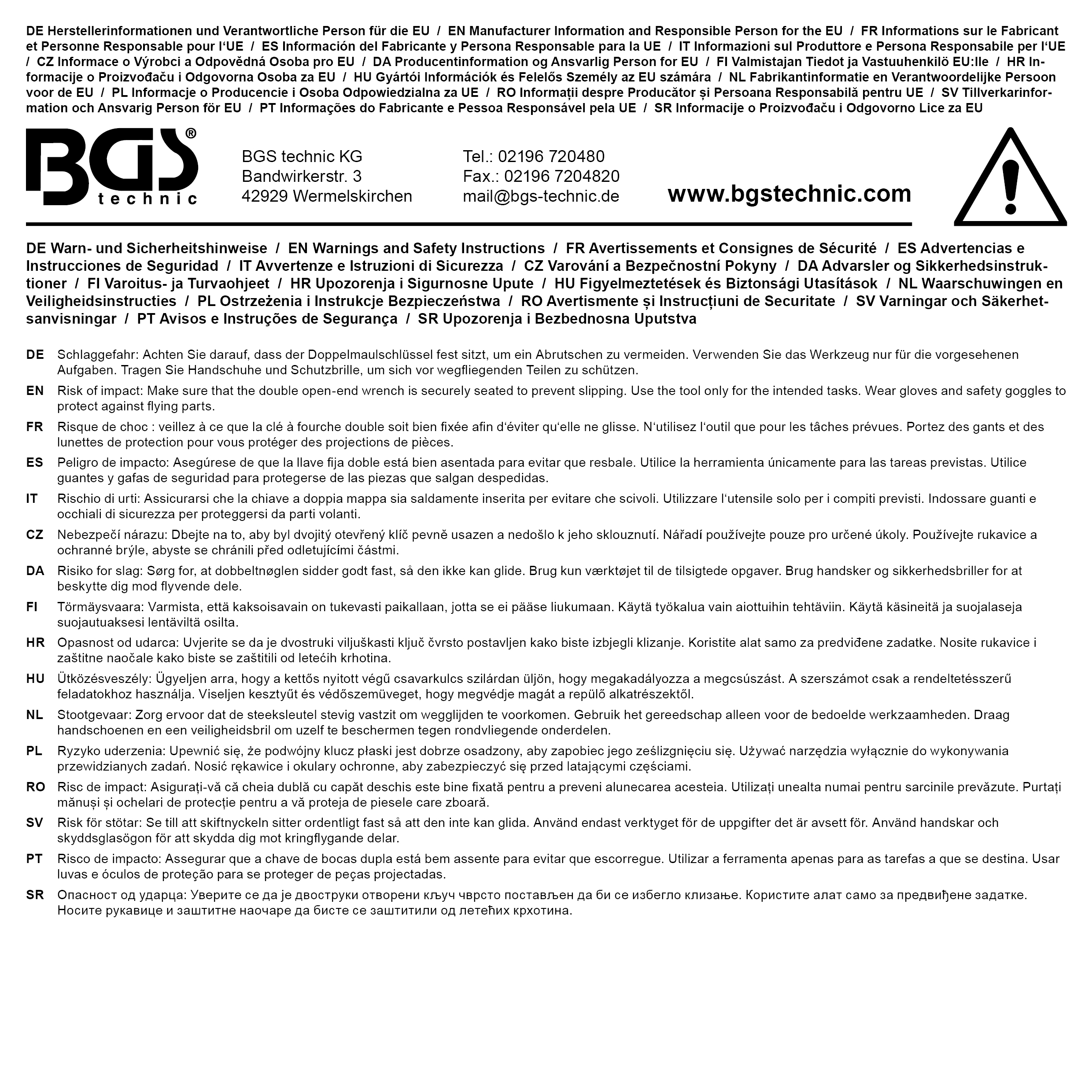 BGS Doppel-Maulschlüssel-Satz | SW 6 x 7 - 30 x 32 mm | 12-tlg.