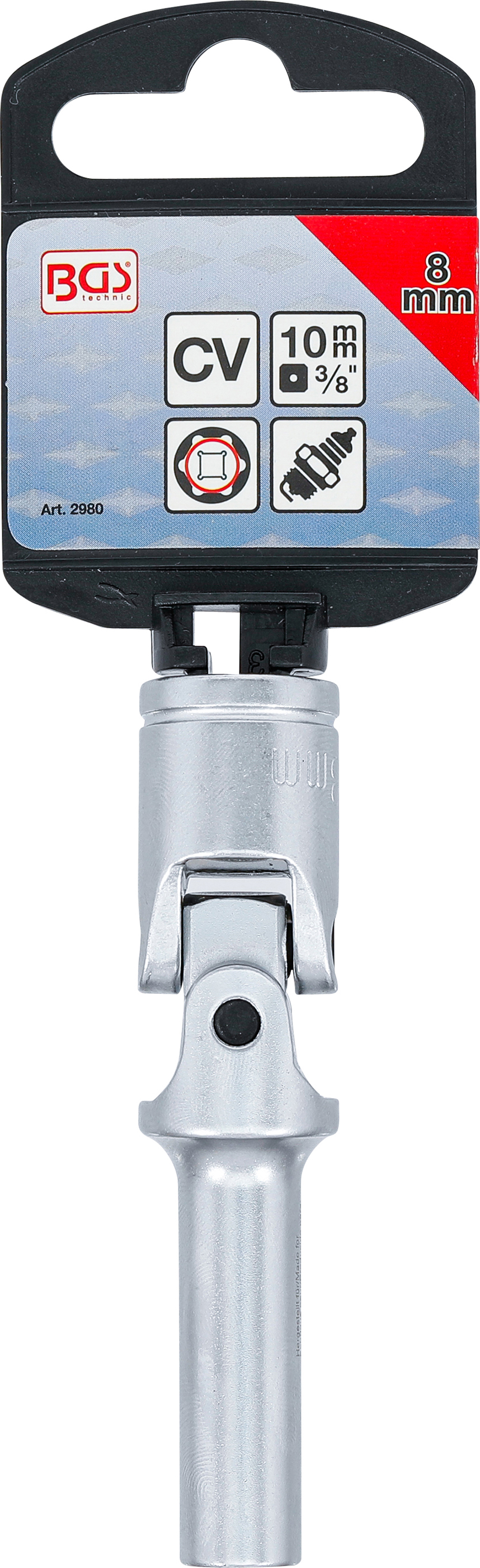 BGS Glühkerzen-Gelenk-Einsatz Sechskant | Antrieb Innenvierkant 10 mm (3/8") | SW 8 mm