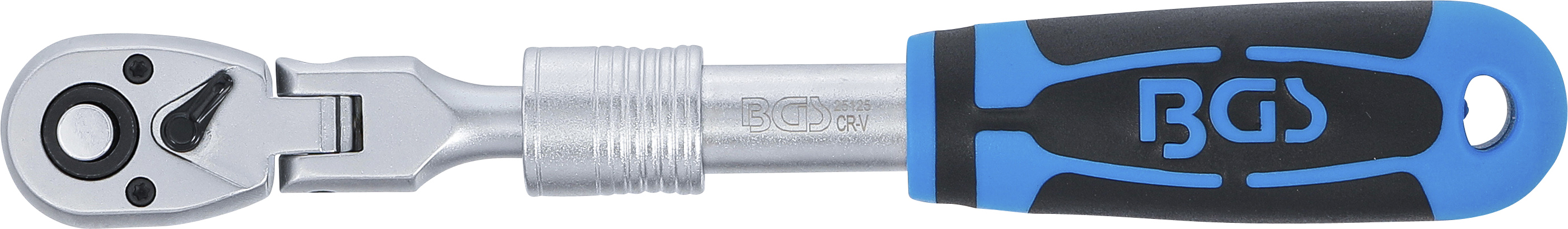 BGS Umschaltknarre, ausziehbar, abwinkelbar | Abtrieb Außenvierkant 6,3 mm (1/4") | 210 - 250 mm
